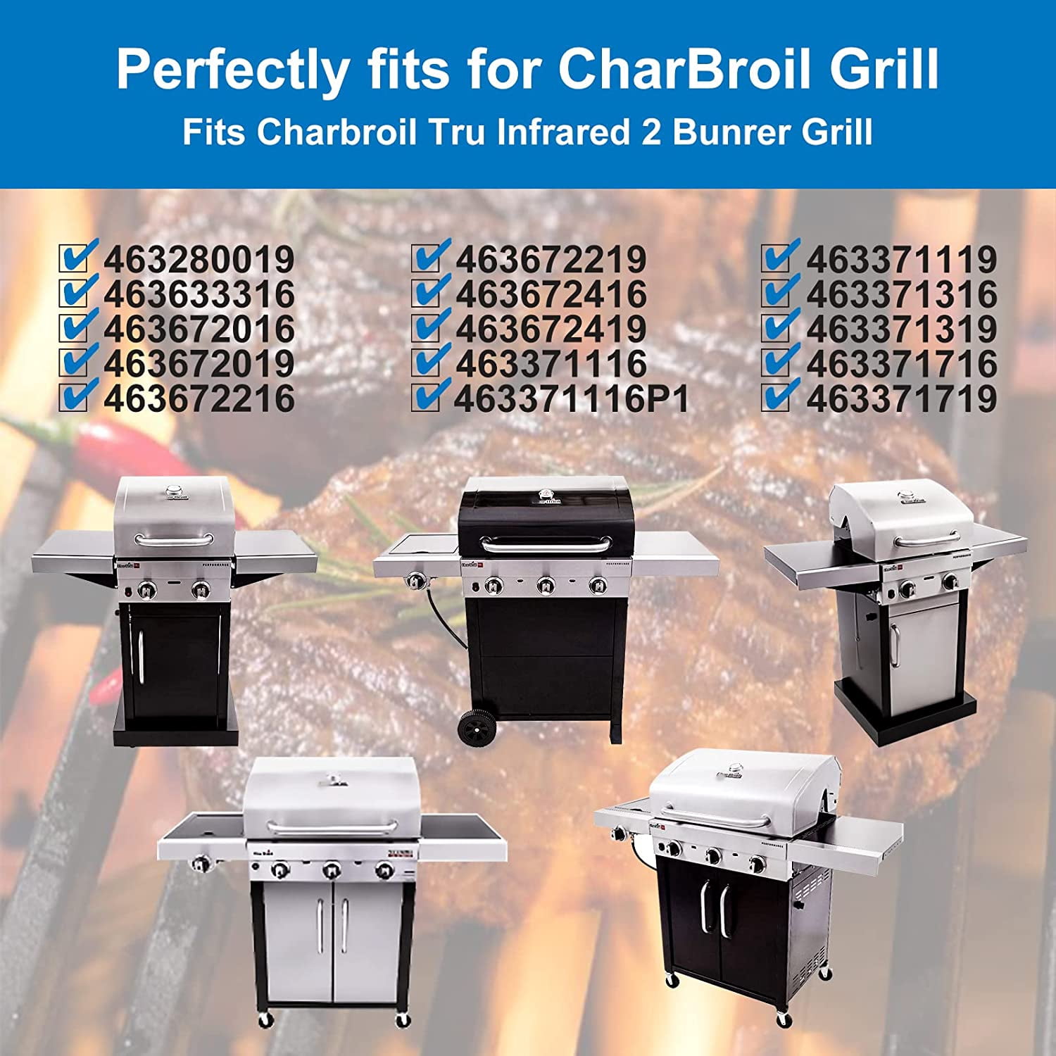 CharBroil Porcelain-Enameled Grill Grate Replacement Parts for Performance TRU-Infrared Gas Grills (2 Pack) y0iwv