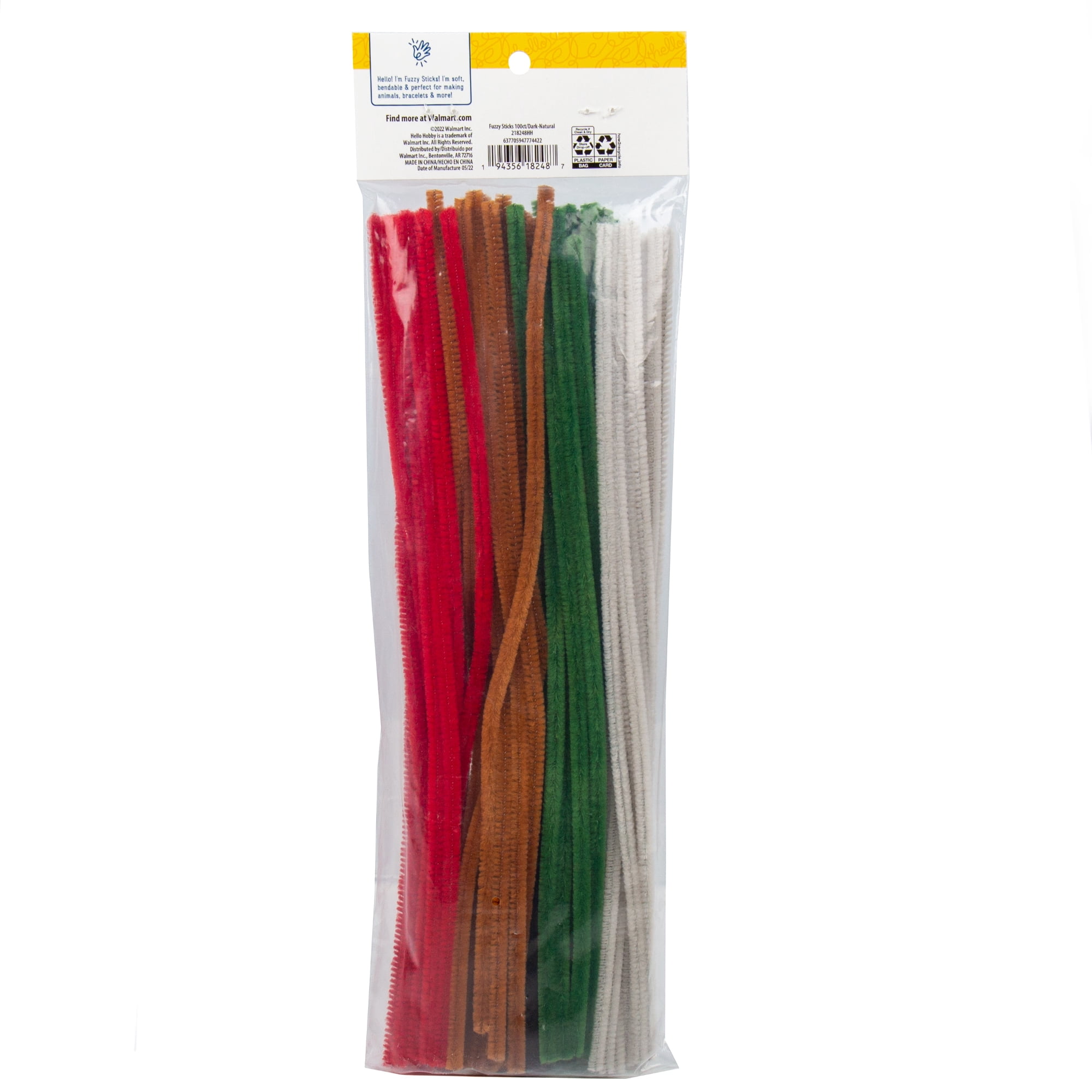 Hello Hobby Dark Fuzzy Sticks Craft Pipe Cleaners (Multi-Color, 400-Pack) 435wn