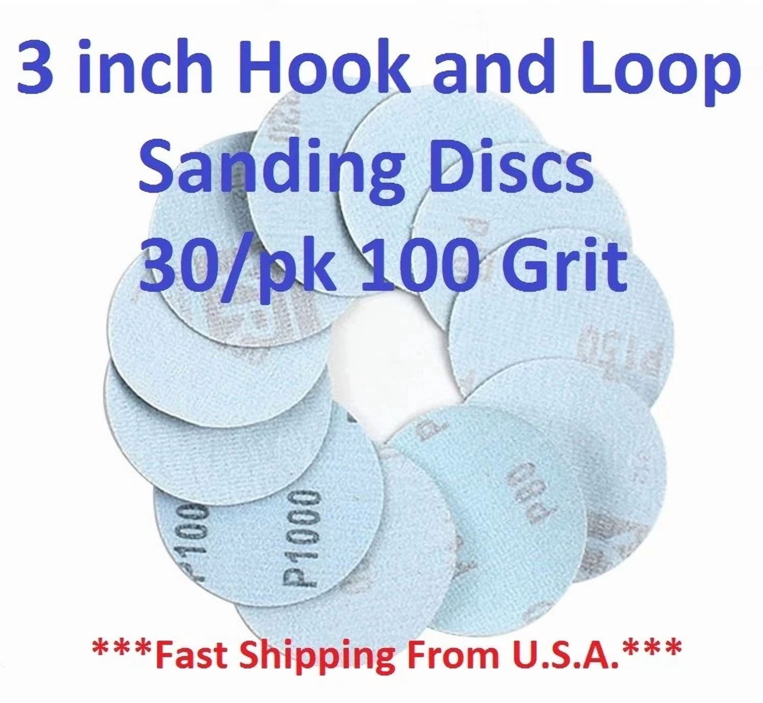 YANI Hook and Loop Sanding Discs (100 Grit, 3 in, 30 Pack) gyyj9