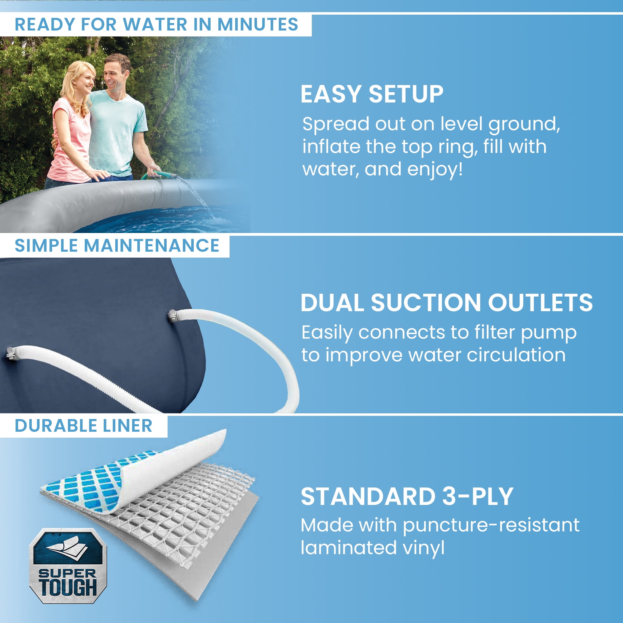 Intex Easy Set Inflatable Pool Set with Filter Pump and Accessories (15 ft x 42 in) dcwvx