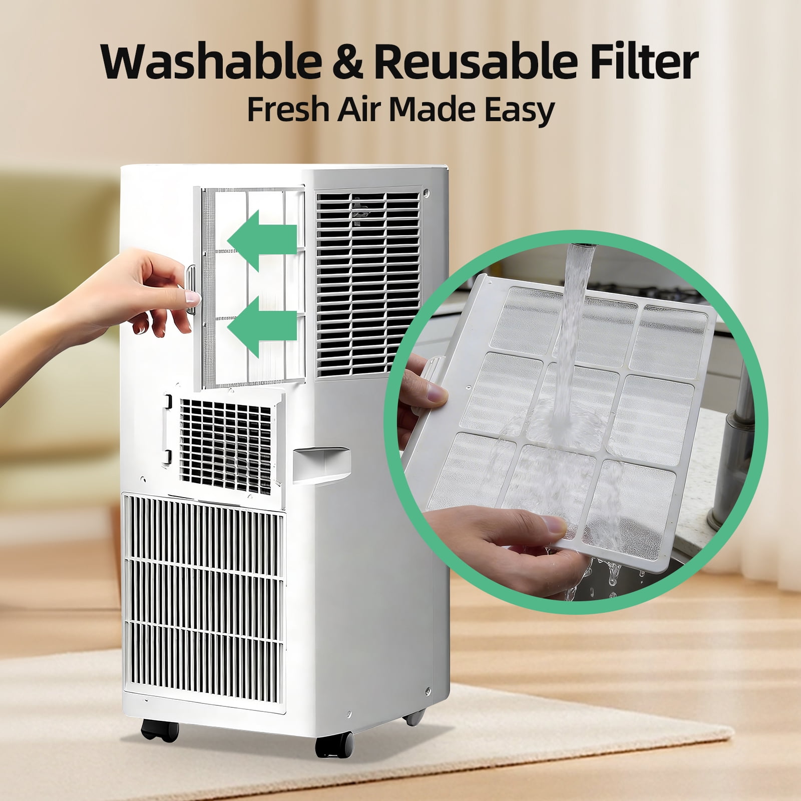 Tacool 8000 BTU Portable Air Conditioner 3-in-1 Cooling Dehumidifier Fan (White, 250 Sq. Ft.) msdat