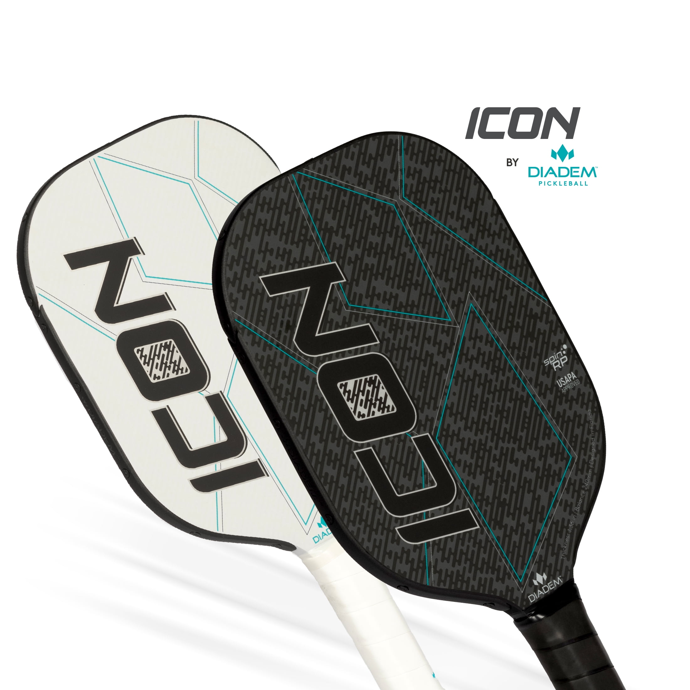 Diadem Sports Icon Pickleball Paddle, Midweight Carbon Fiber (White, 8 oz) zdp9h
