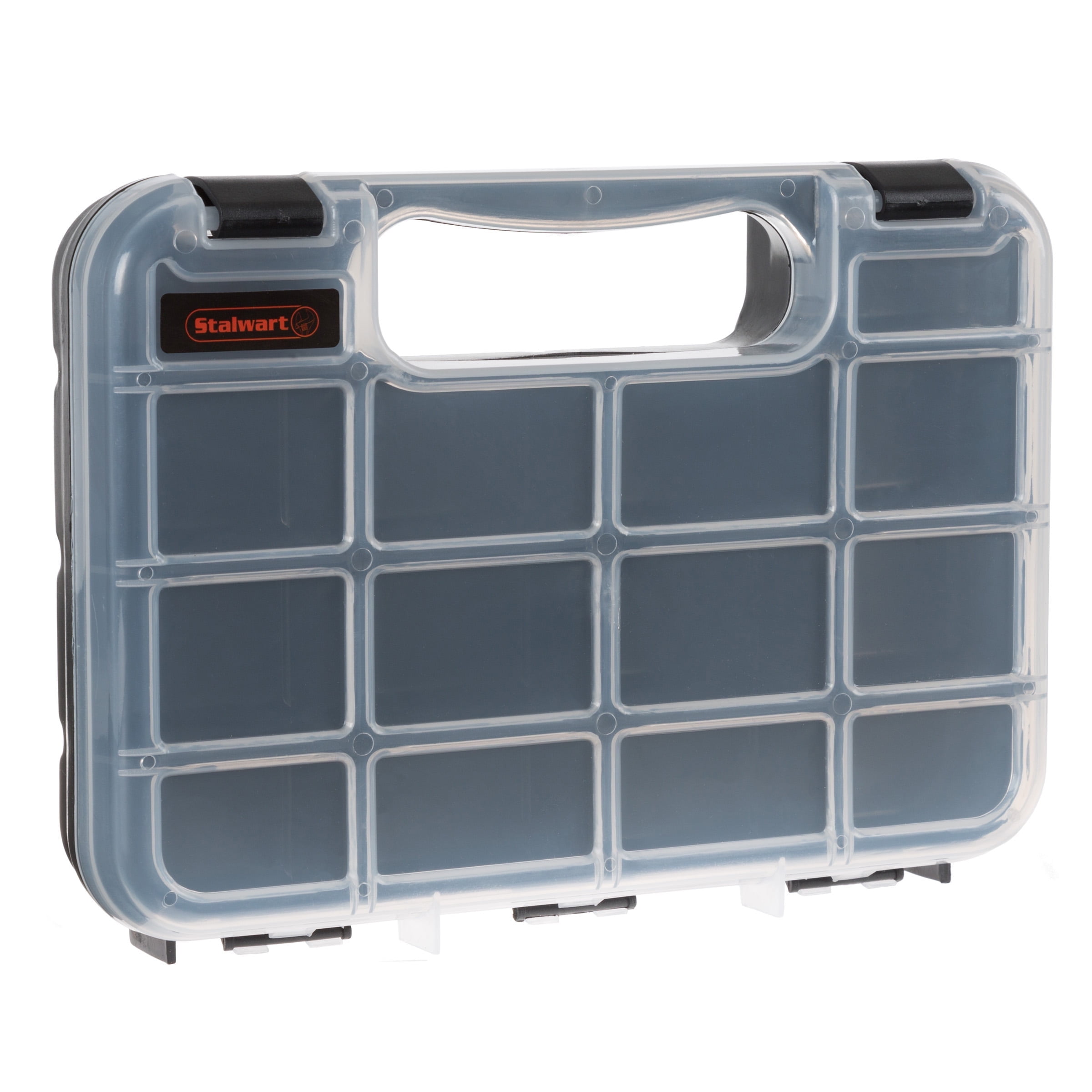 Wakeman Portable Hardware Organizer Case with 14 Compartments and Secure Latches (Black, 9.75 in x 7 in x 1.75 in) mkbdv