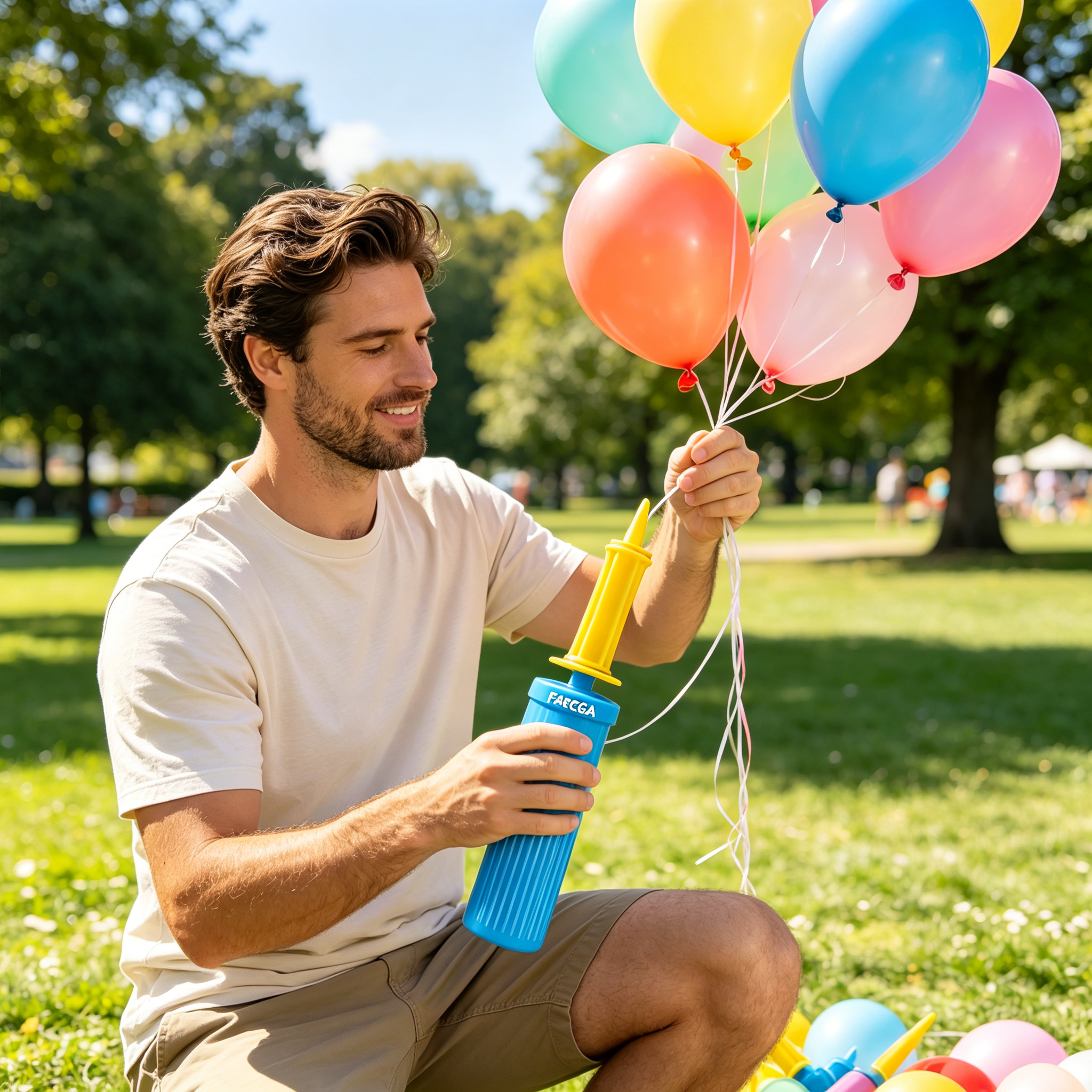 EXLEAF Manual Balloon Pump Inflator for Party Decorations and Event Setup (Blue, 2 Pack) g1zco