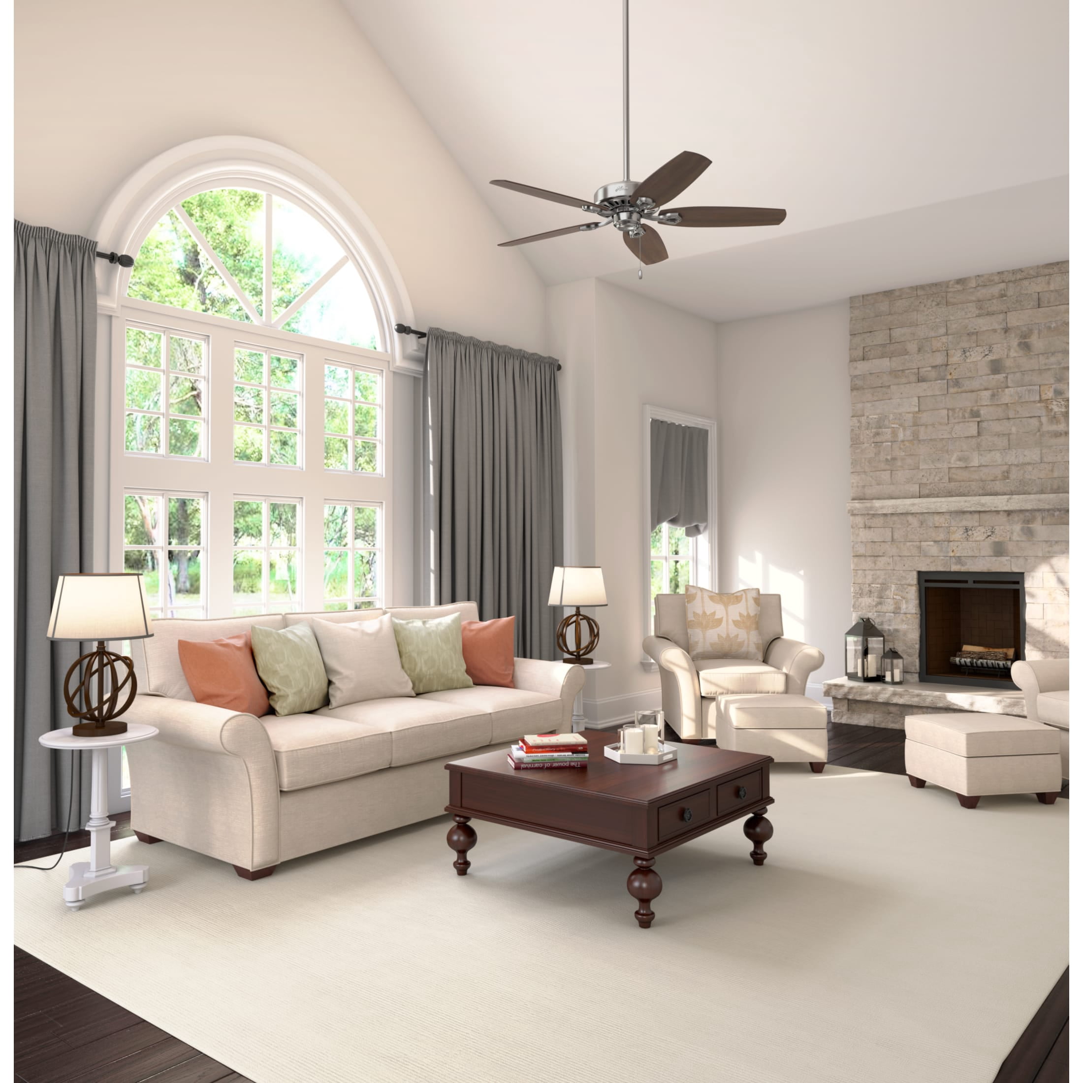 Hunter Builder Elite Indoor Ceiling Fan, 5-Blade Quiet Motor, Pull Chain Control (Brushed Nickel, 52 in) s0h1a