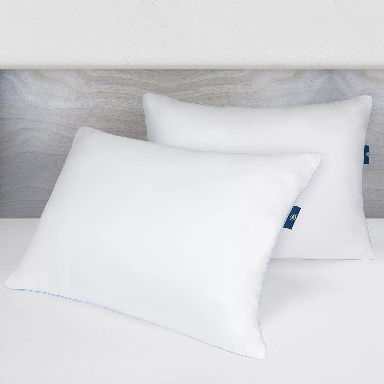 Serta Perfect Sleeper Eco-Friendly Bed Pillow Down-Alternative Support (White, Standard/Queen 2 Pk) fkm00