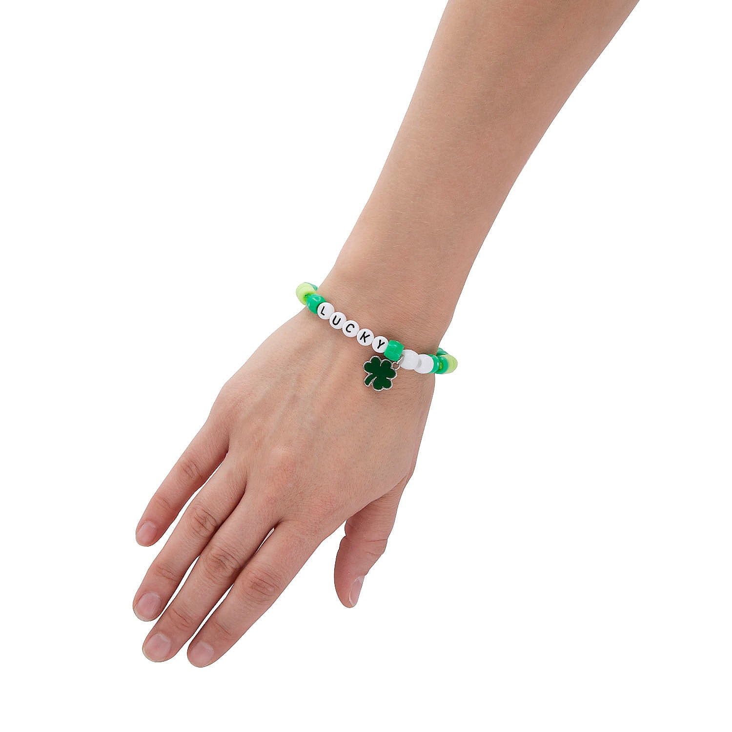 Fun Express St. Patrick’s Day Beaded Bracelet Craft Kit (Green, 12 Pieces) 0e588