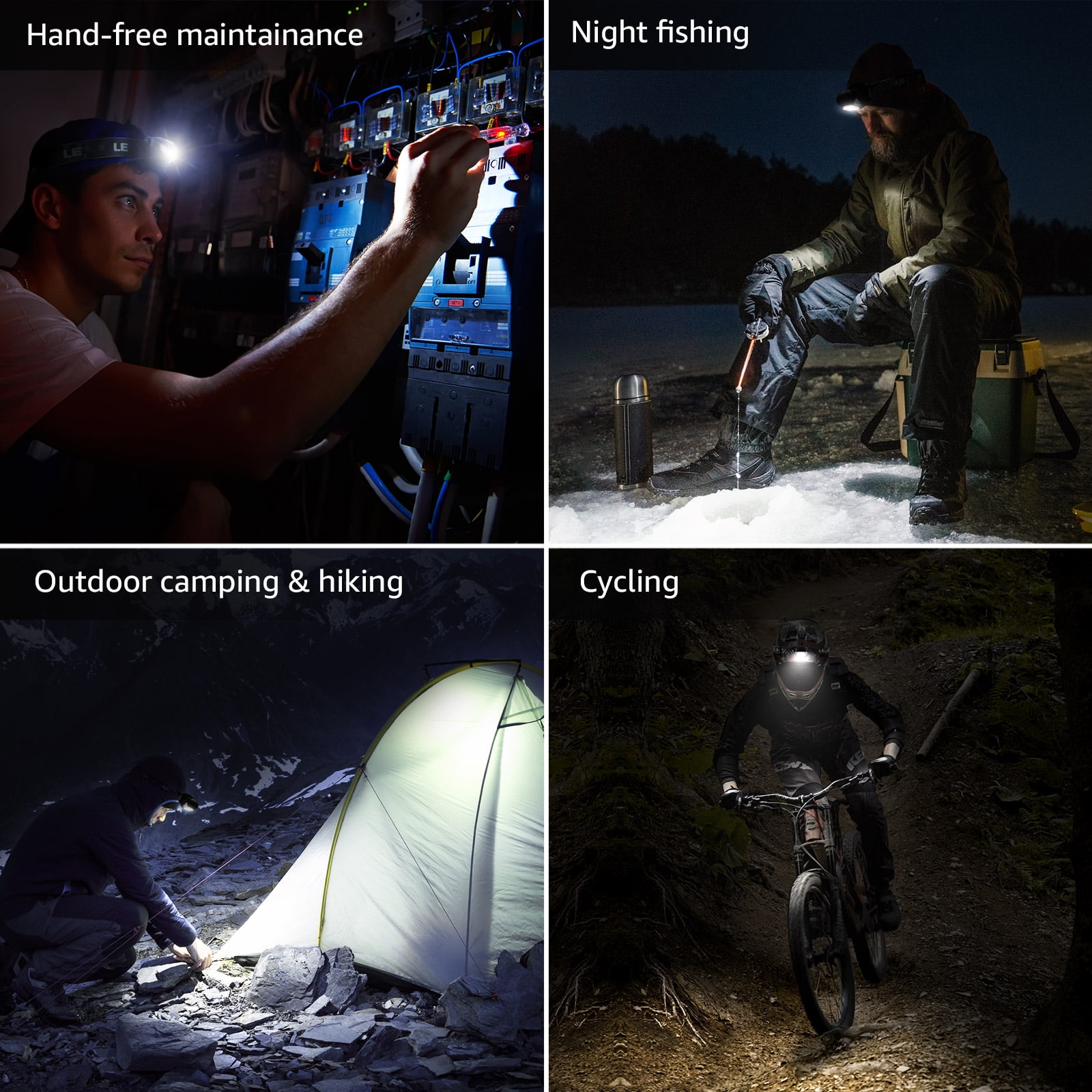 Lepro LED Headlamp 2-Pack, Waterproof Outdoor Headlight with 6 Lighting Modes and Adjustable Headband (Red, 2-Pack) rxt1i