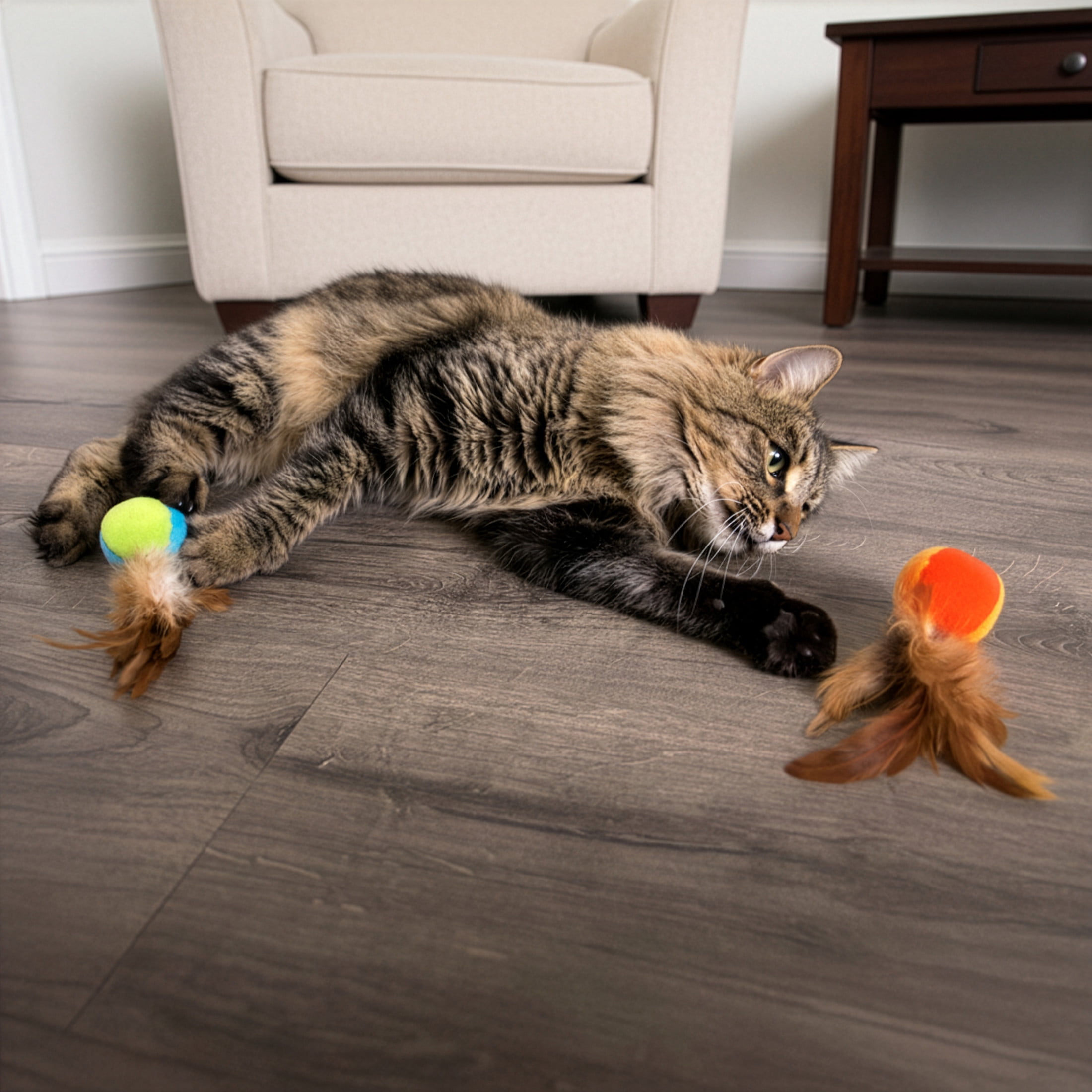 SmartyKat Flutter Balls Plush Catnip Cat Toys (Blue, 2 Pack) v8j6s - Image 8