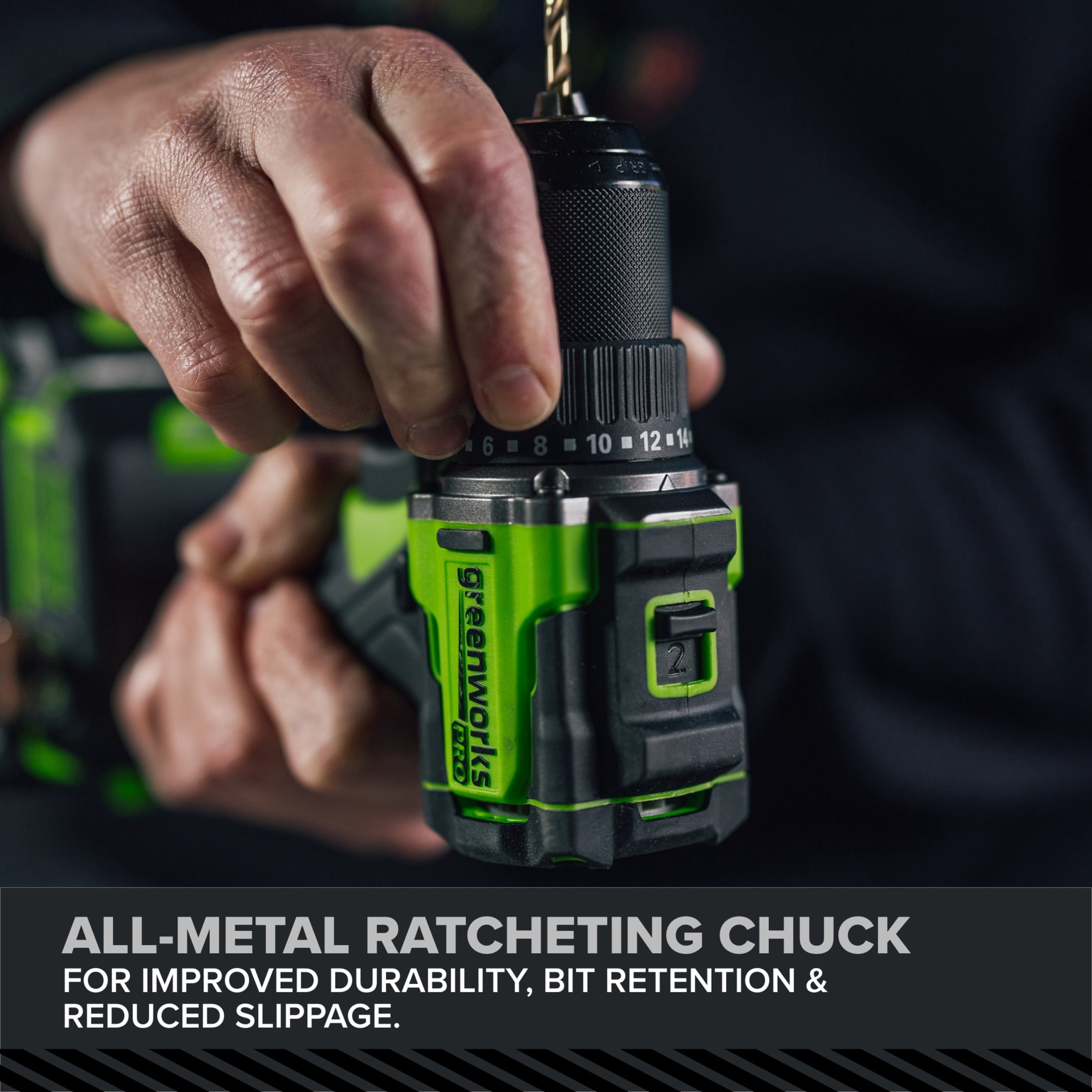 Greenworks Pro PowerAll 24V Brushless 1/2 in Drill Driver Kit (Black, 2.0 Ah Battery) s9yig