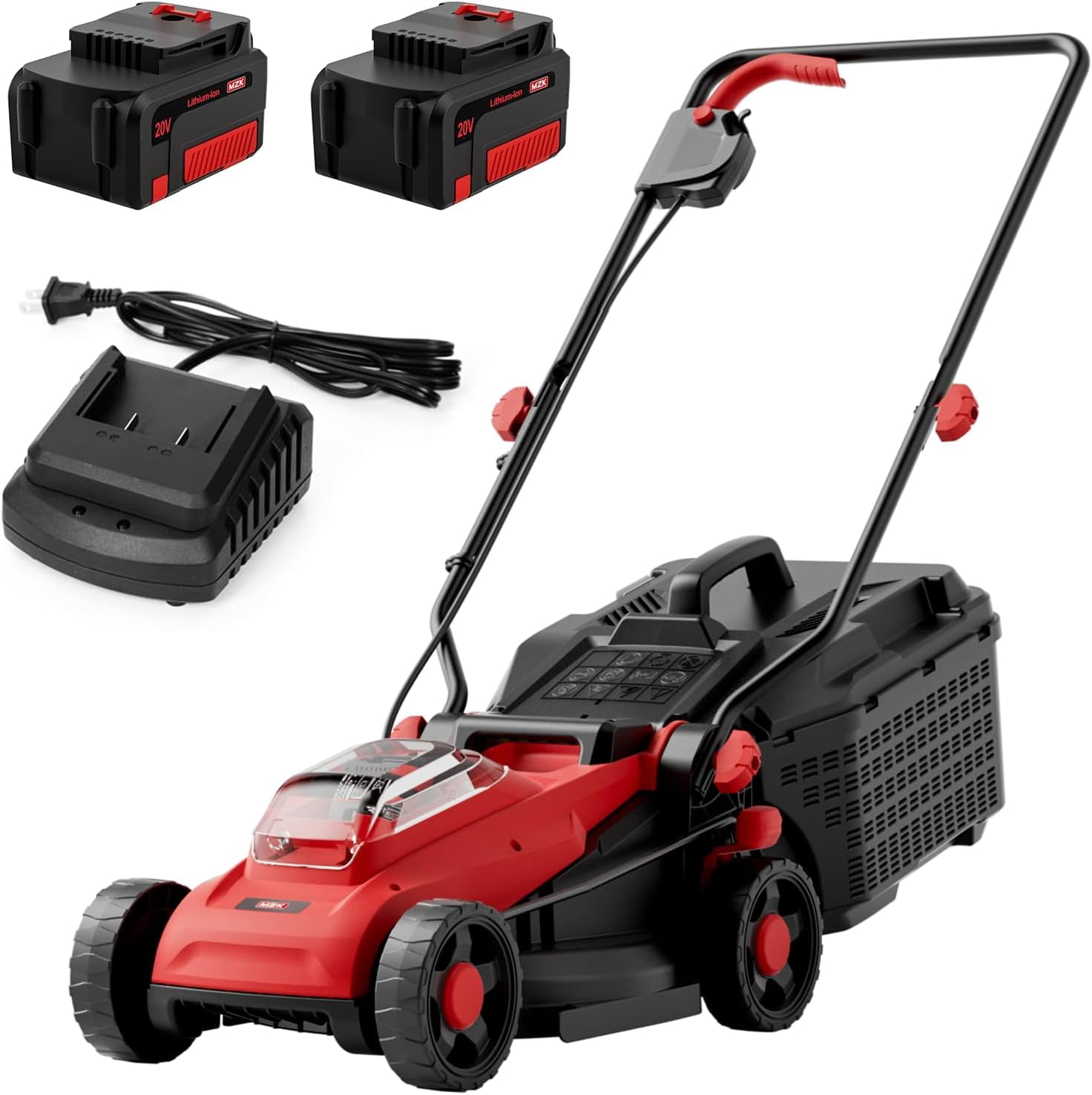 MZK 40V 13 in 2-in-1 Brushless Cordless Push Lawn Mower (5 Height Settings, 2 Batteries & Charger) ef0le