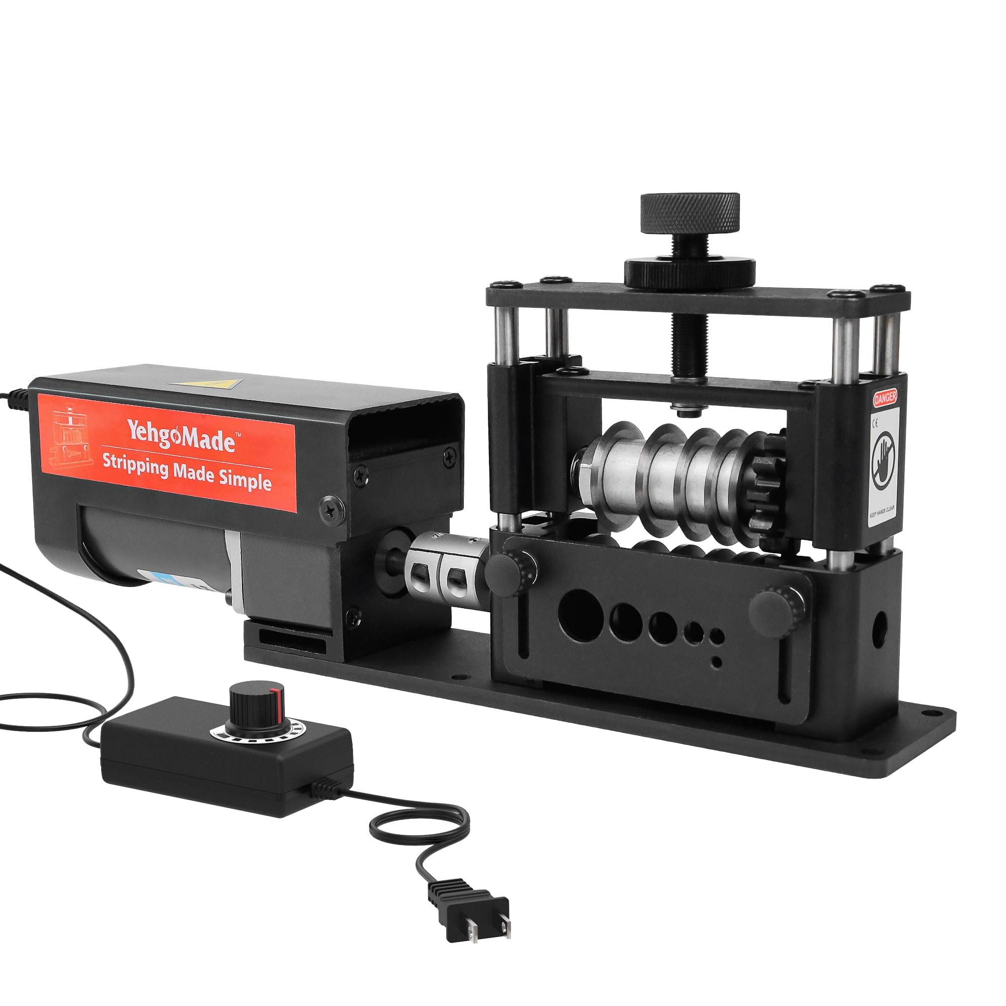 Tanfix Automatic Electric Wire Stripping Machine, Heavy-Duty Cable Stripper Tool for Copper Recycling (6 Channels, 5 Blades, 14AWG to 250MCM) t4twg