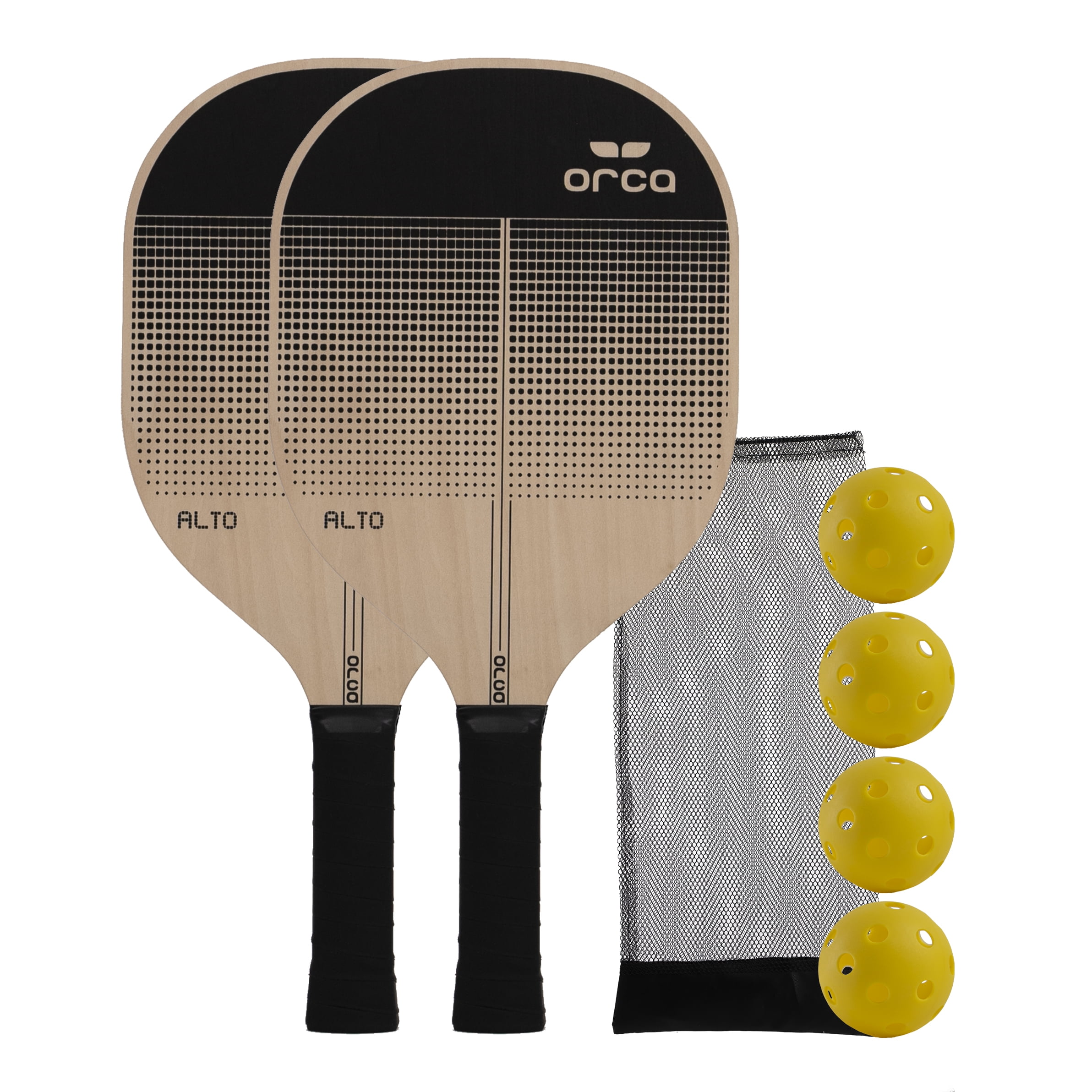 ORCA Alto Sports Series Wood Pickleball Paddle Set (Black, 2 Pack) imn0t