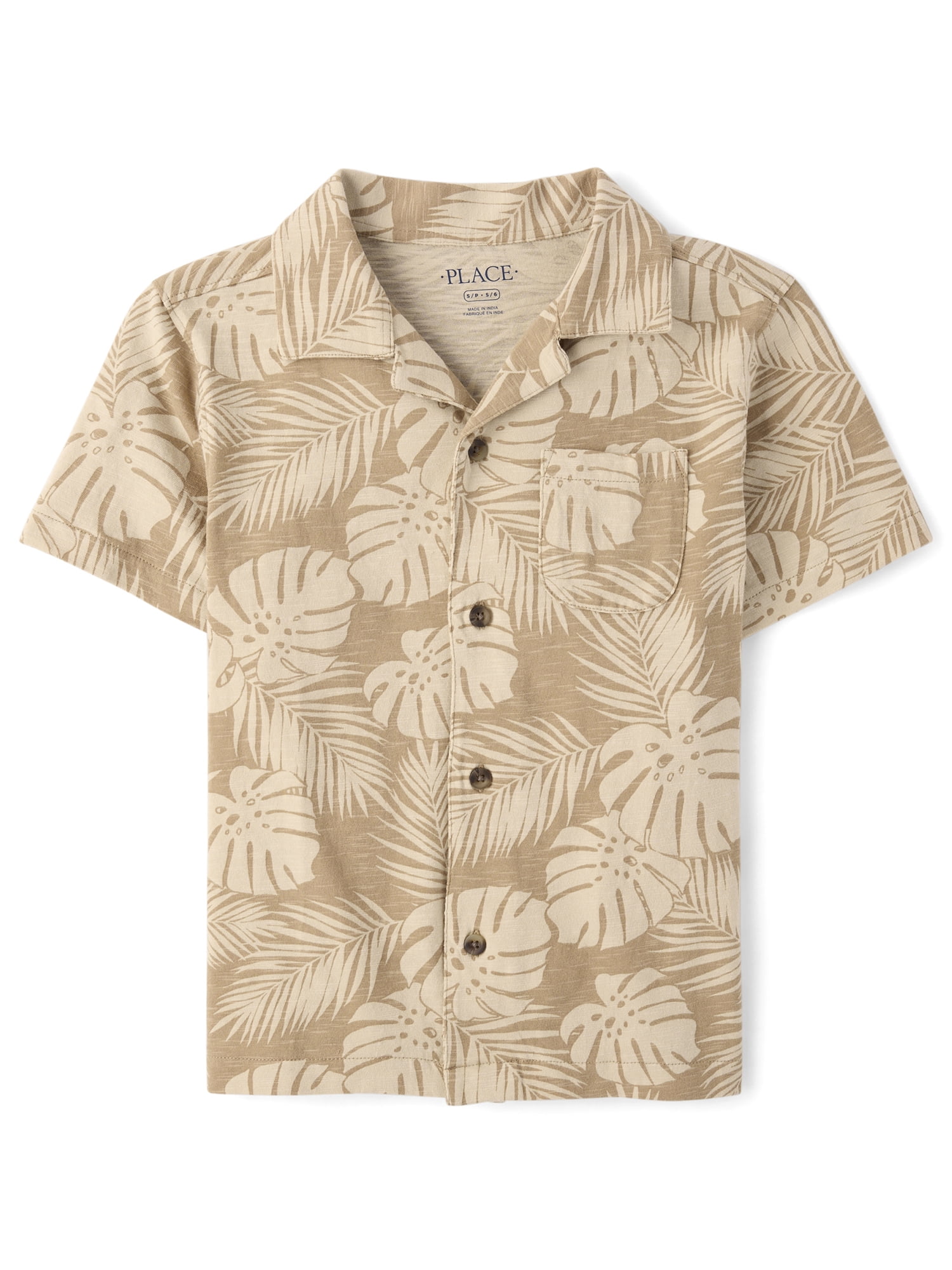 The Children's Place Boys Tropical Leaf Knit Button Up Shirt (Multi, S) ulrch