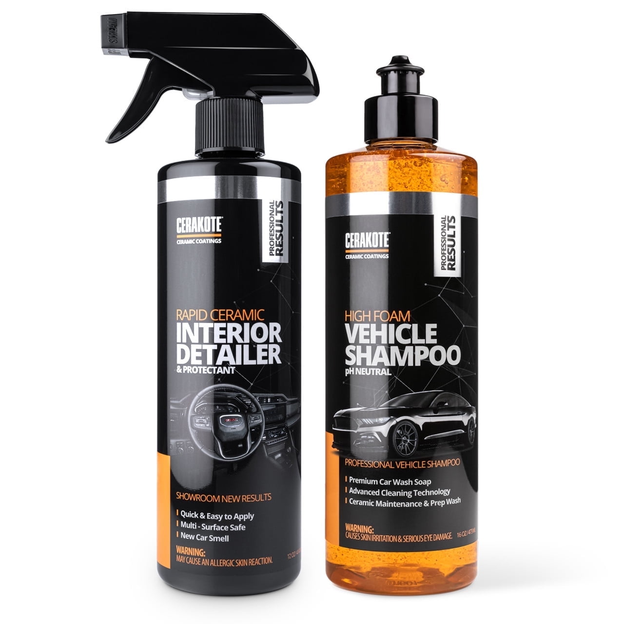 Cerakote Ceramic Interior Detailer and High Foam Car Shampoo Cleaning Bundle (12 fl oz, 16 fl oz) 52rnc