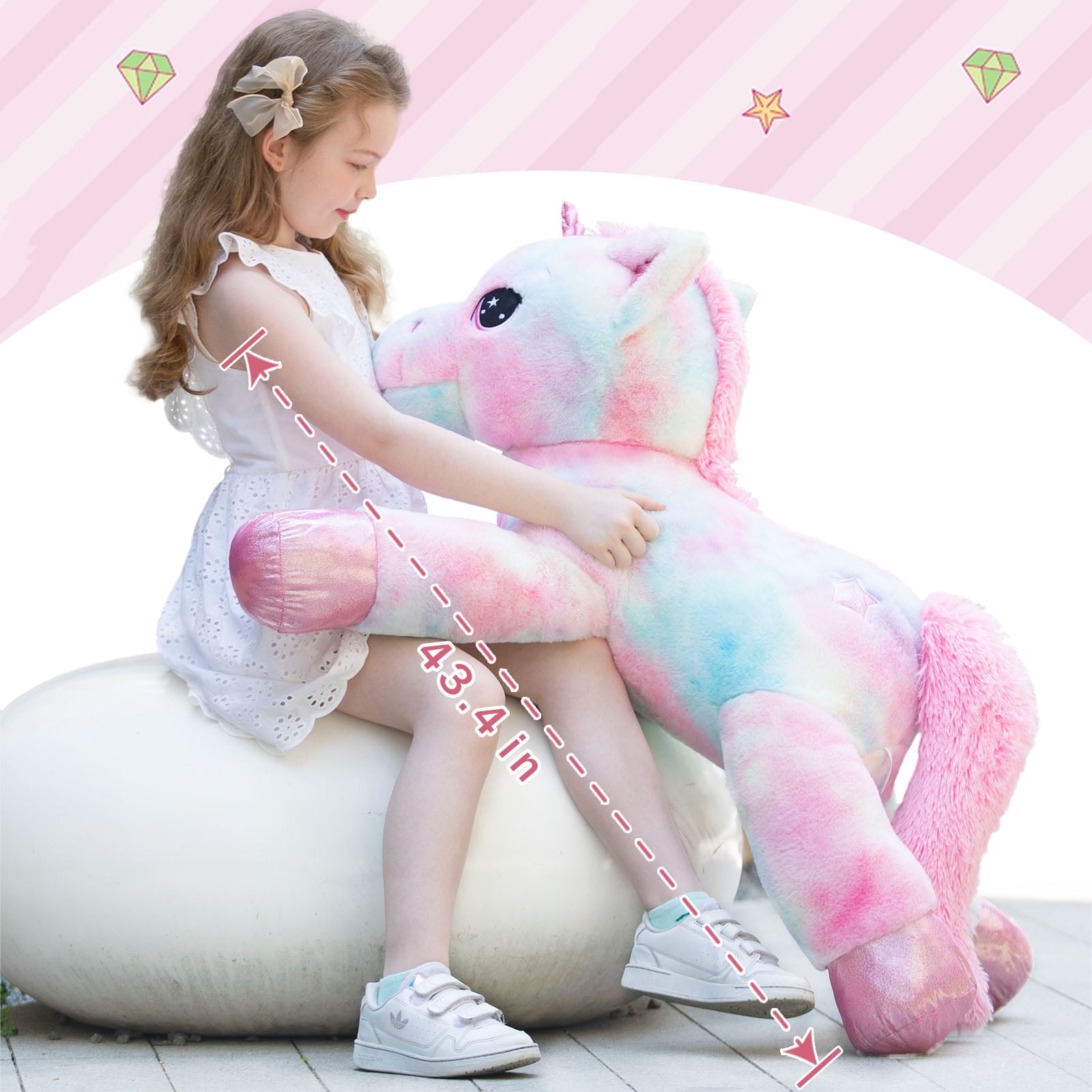 MaoGoLan Giant Unicorn Stuffed Animal Plush Toy, Soft Huggable Pillow for Kids (Pink, 43 in) d1549