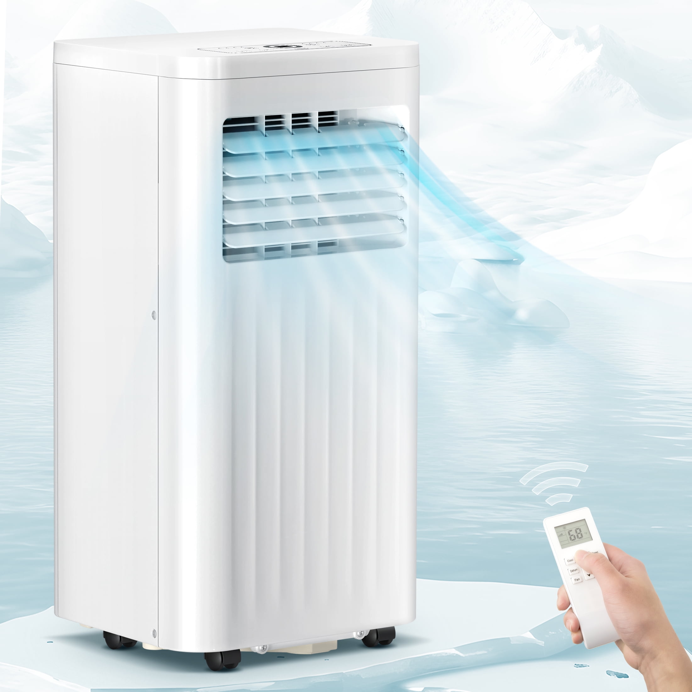 KissAir Portable Air Conditioner 8000 BTU 3-in-1 Cooling Dehumidifier and Fan (White, 8000 BTU) uqi3x