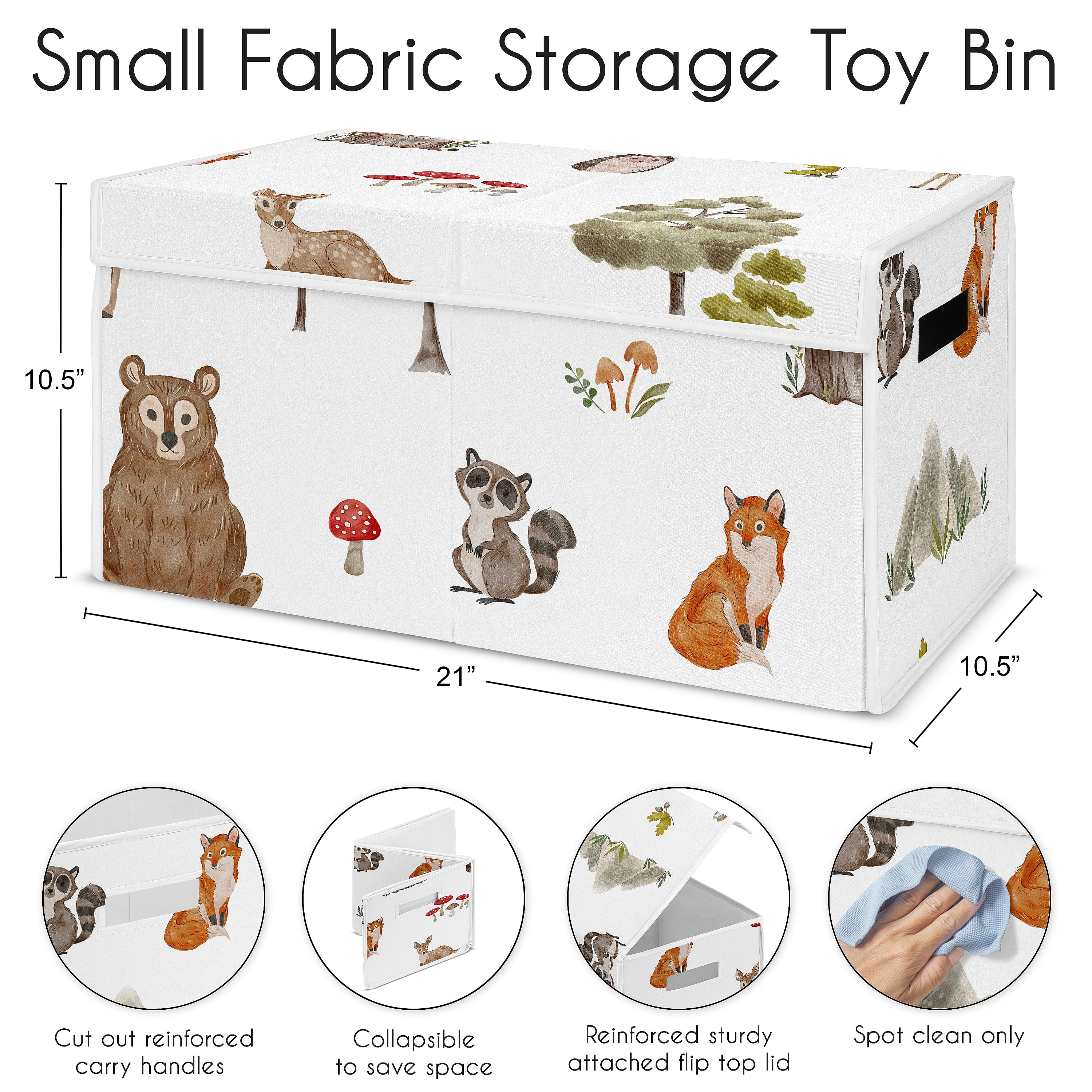 Sweet Jojo Designs Watercolor Woodland Forest Animal Fabric Toy Storage Box (Multi-Color, 21 in x 11 in x 10.5 in) i9gp3