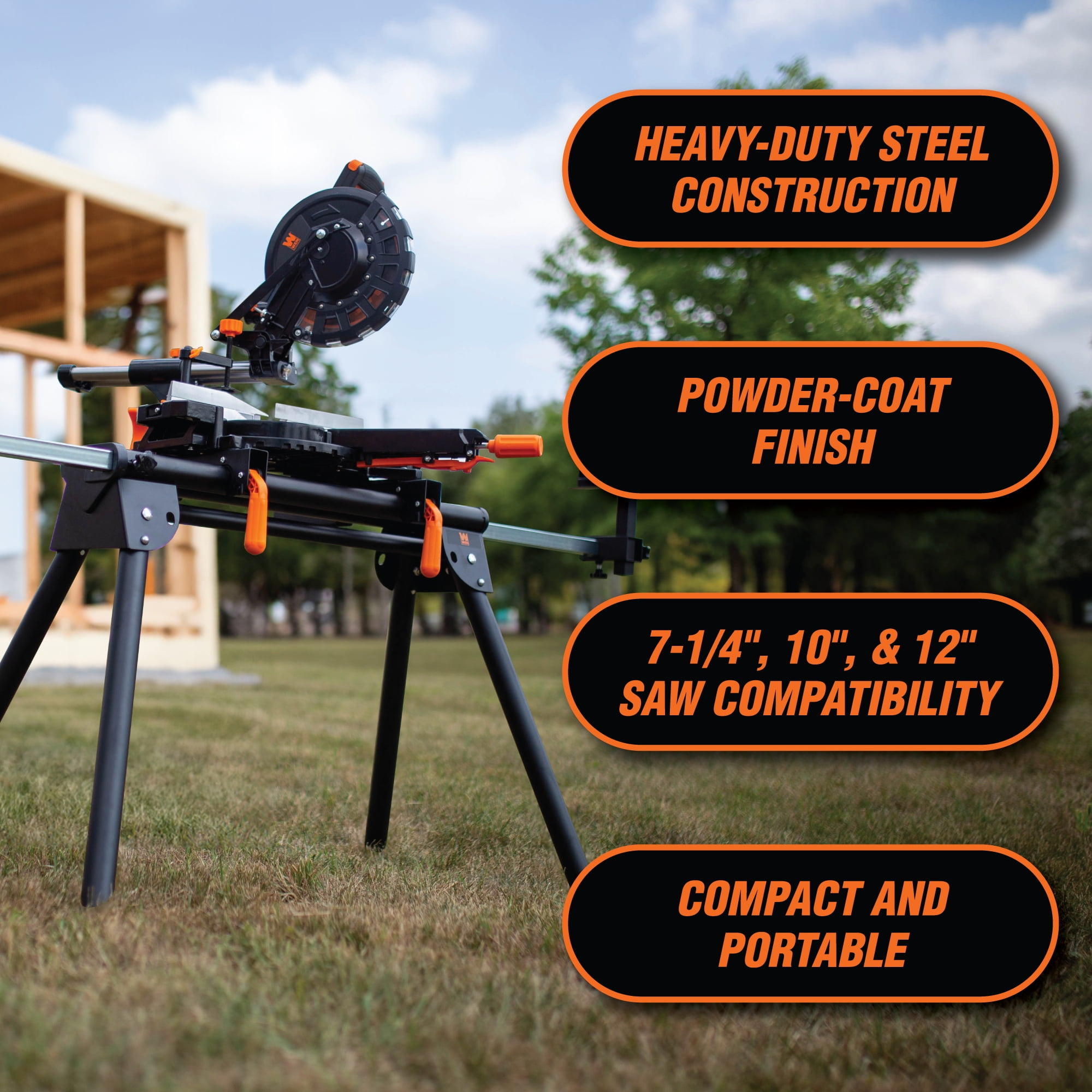 WEN Miter Saw Stand with Quick-Release Brackets and Adjustable Support Arms (750 lb Capacity) 2g5kf