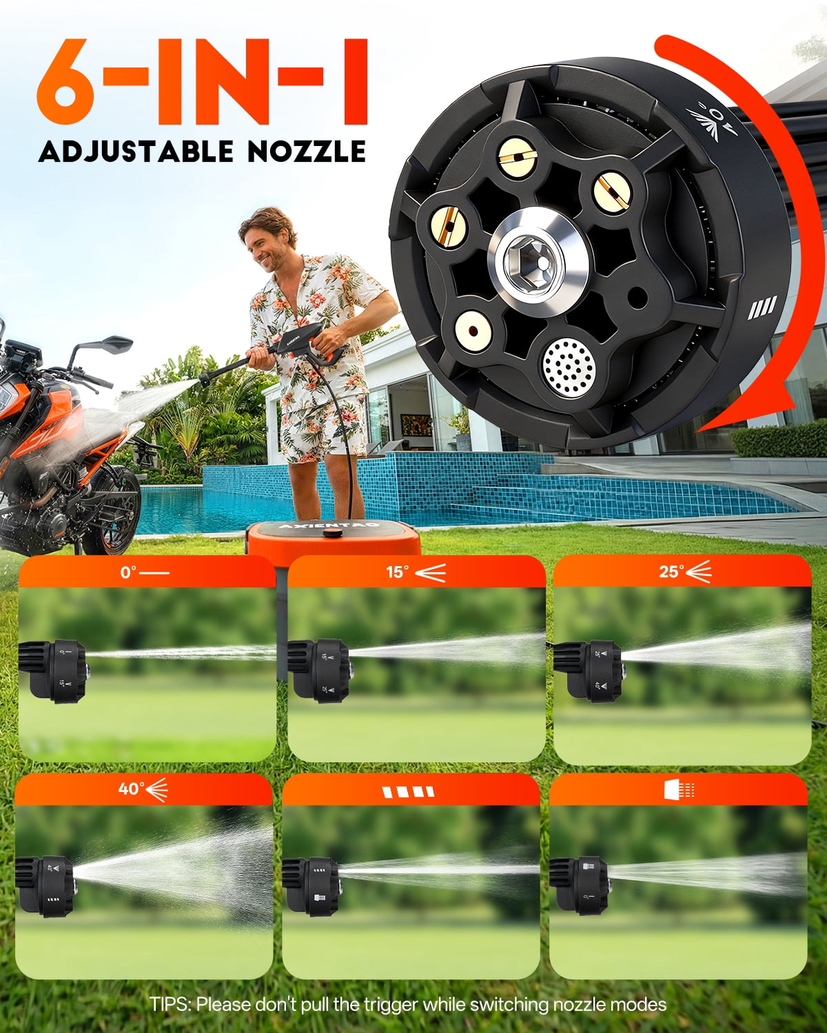 Axientro Cordless Portable Pressure Washer, 750 PSI Power Cleaner with 4.2 Gal Tank and 6-in-1 Nozzle (4.2 Gal) rou3z