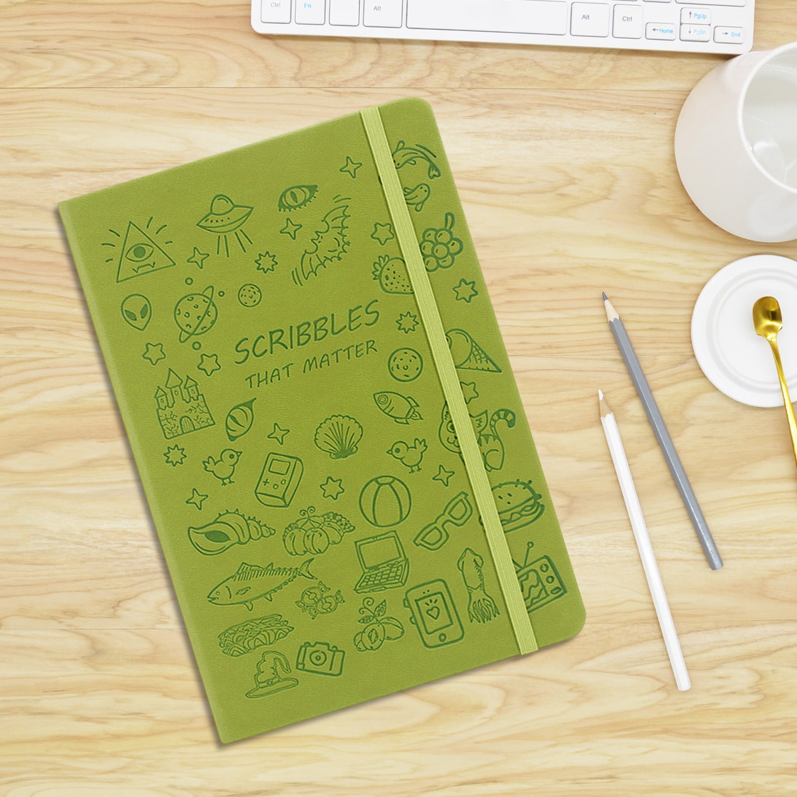 sruoe A5 Spiral Journal Notebook, Leather Hardcover Planner for Daily Writing and Office Notes (Green, 8.3 in x 5.8 in) 2miht