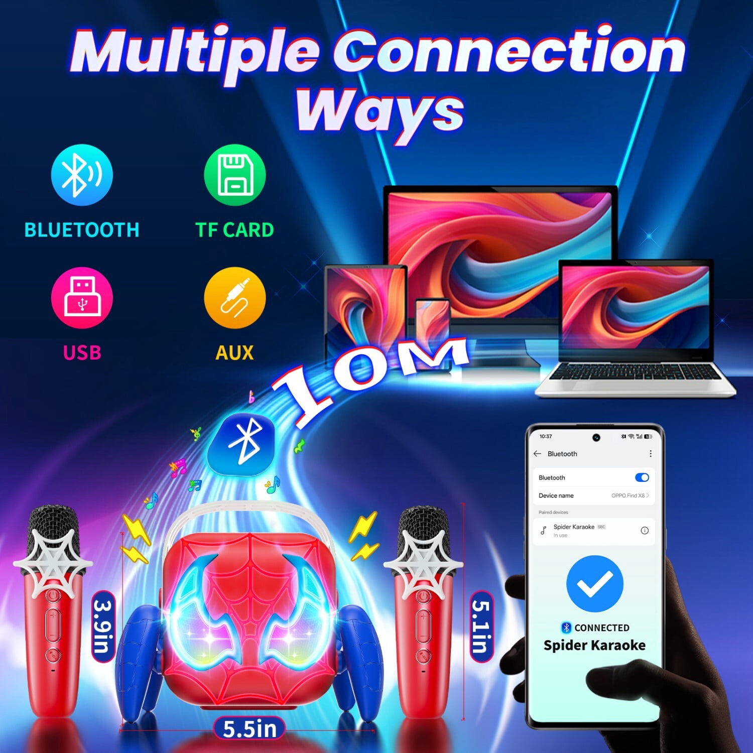 Aogsiyt Mini Karaoke Machine with 2 Wireless Microphones, Portable Bluetooth Speaker for Kids (Red, 1 Pack) vcfox