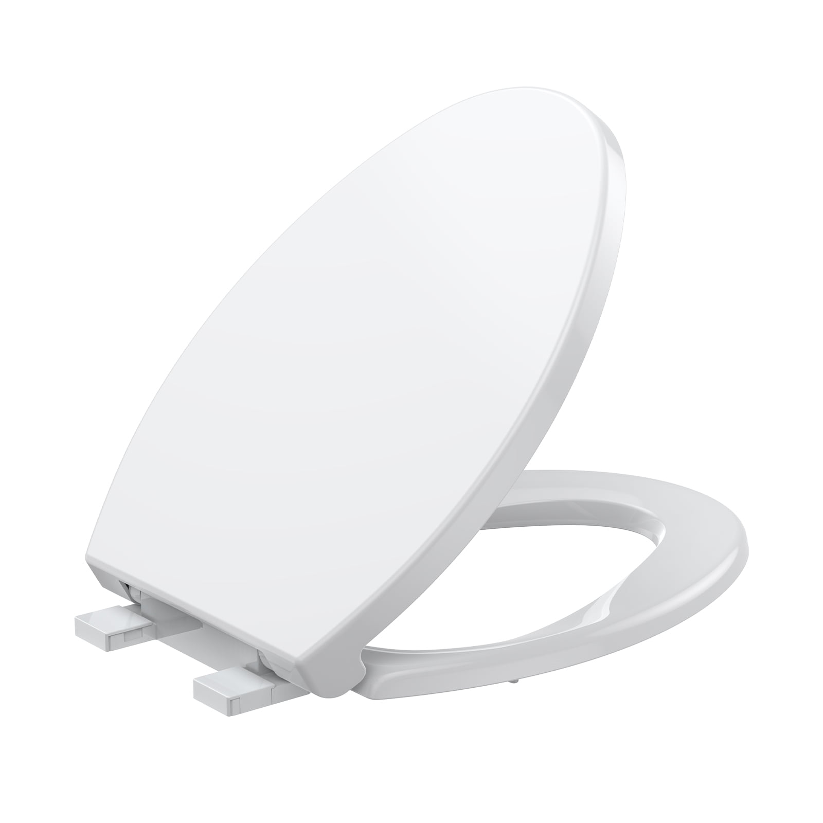 GARVEE Elongated Toilet Seat, Soft Close Quiet-Close Bathroom Cover with Quick Release Hinges (White, 19 in) 6vdqn