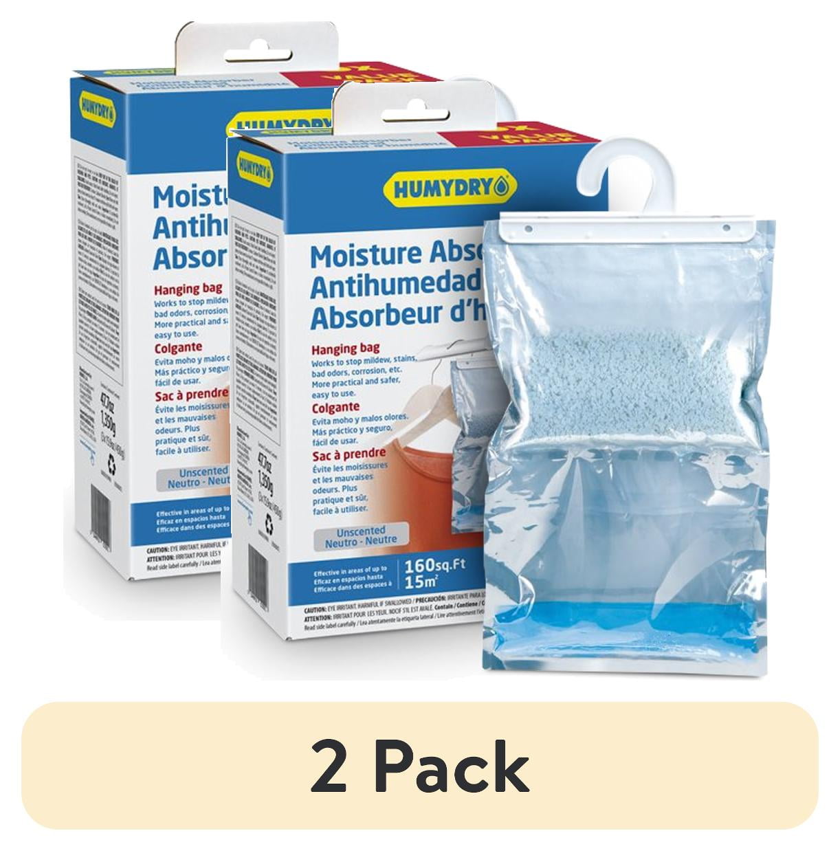 Humydry Moisture Absorber Hanging Bags, Odor Eliminator for Closets, Unscented (2 Pack of 3, 15.9 oz each) 17toa