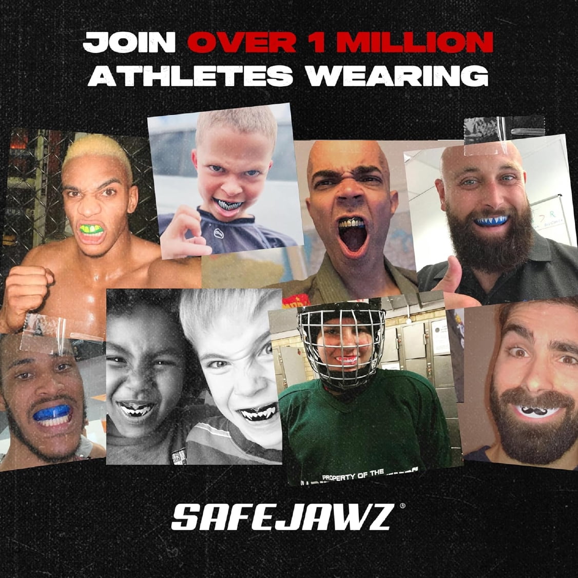 SAFEJAWZ Lip Guard Football Mouthpiece with Detachable Strap (Black Fangz, One Size) 7f0jp