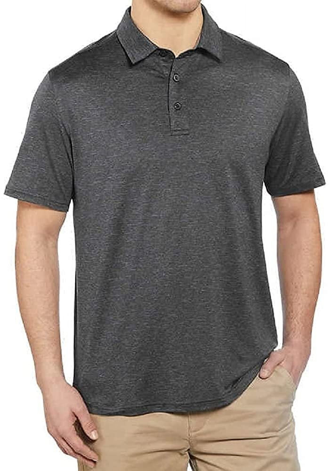G.H. Bass Men's Short Sleeve Cooling Stretch UPF 50 Polo Shirt (Black Heather, Small) hts6h