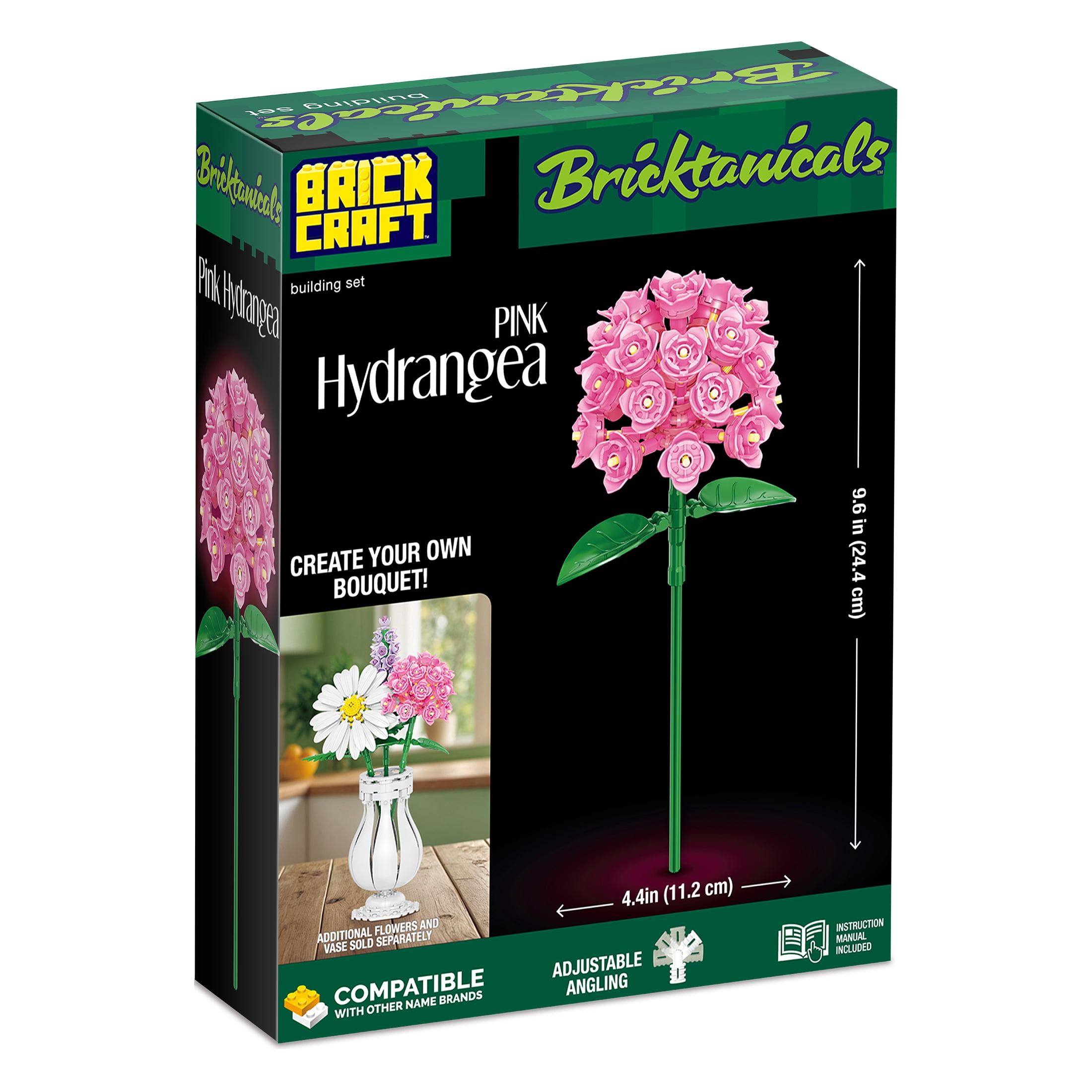 Brickcraft Pink Hydrangea Building Block Set (121-Piece Set) 94zga