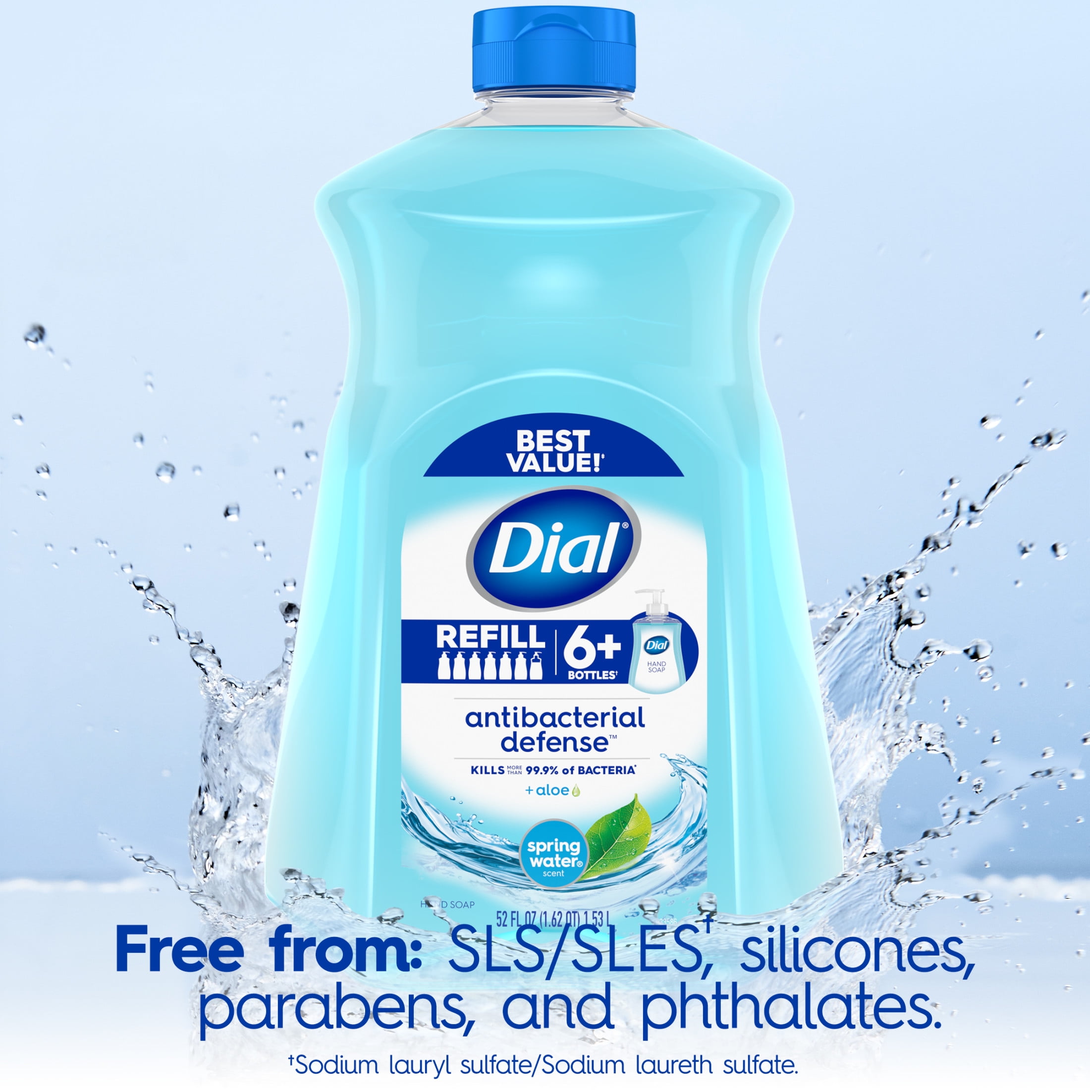Dial Antibacterial Defense Liquid Hand Soap Refill, Spring Water Scent (52 fl oz) m82eq