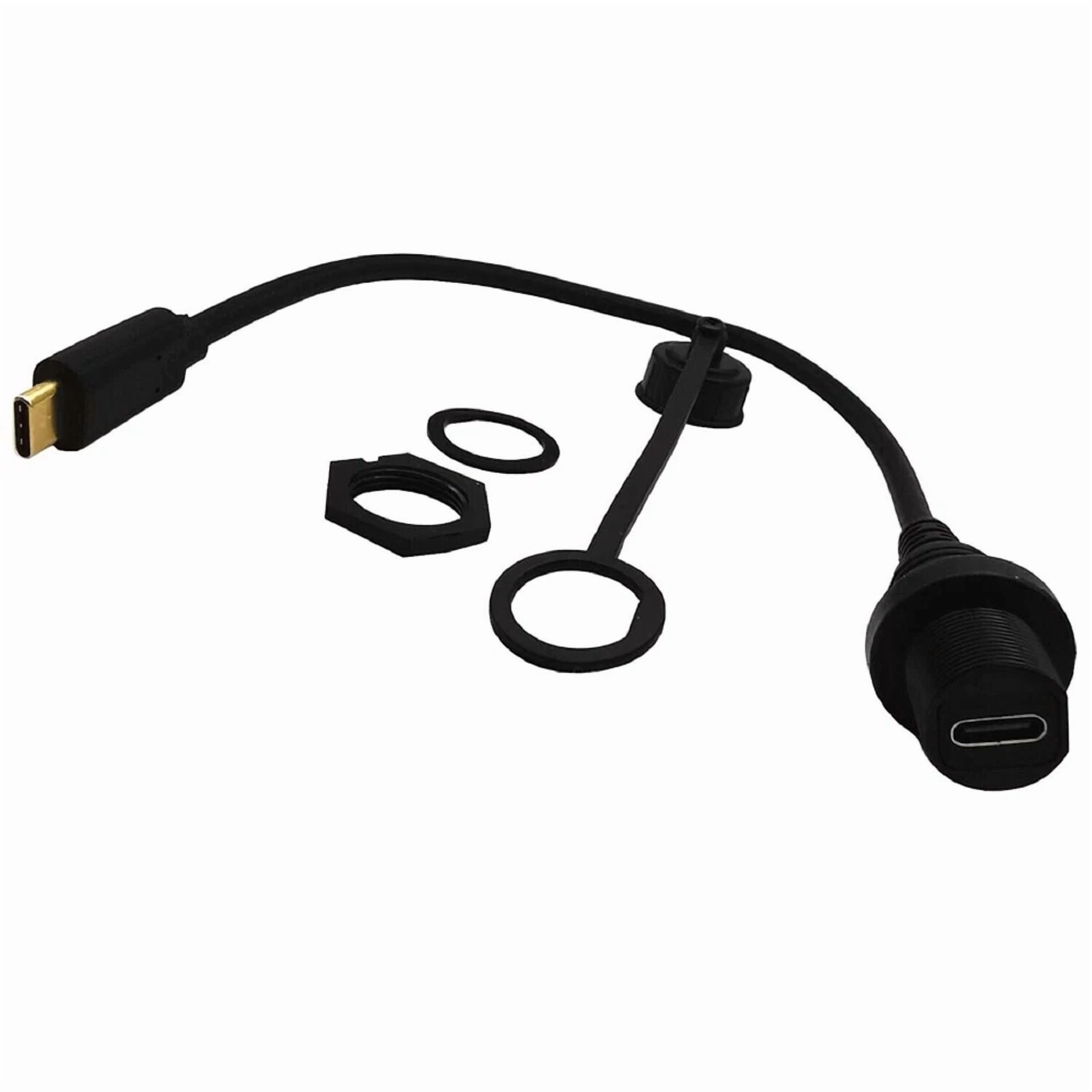 Rhea USB 3.1 Type-C Extension Cable Male to Female Waterproof Dashboard Mount (3 ft) czial
