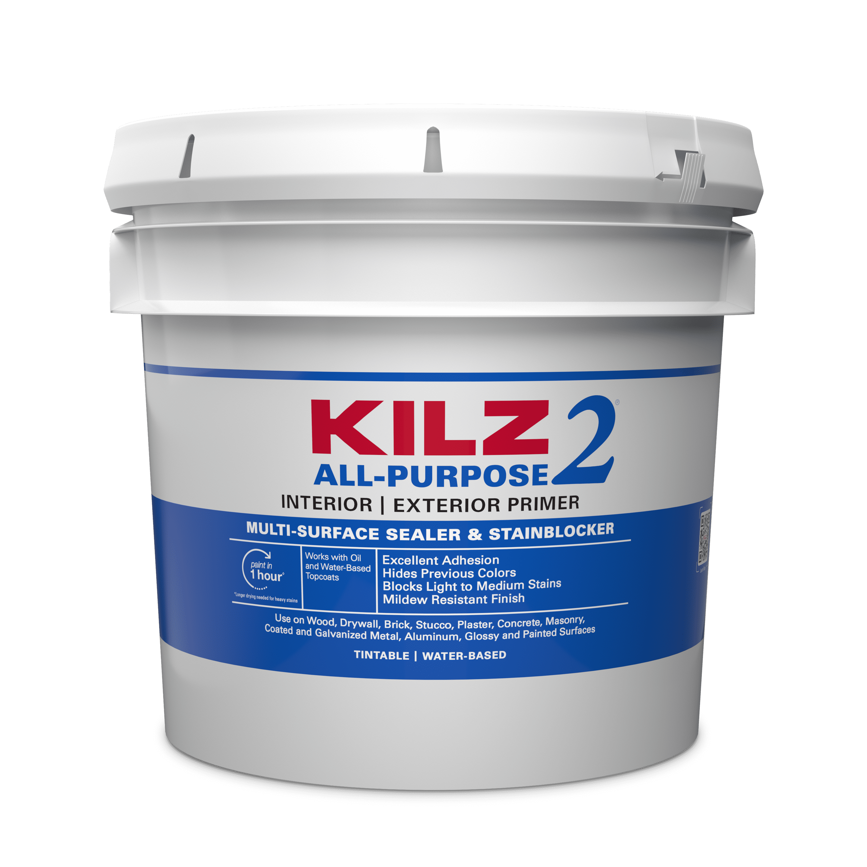 KILZ 2 All-Purpose Interior/Exterior Water-Based Stainblocking Primer (White, 3.5 Gallon) 2uyfc