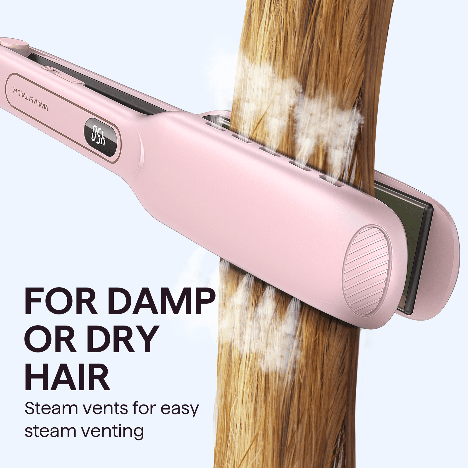 Wavytalk Wet to Dry Hair Straightener, Titanium 1.75 in Wide Flat Iron for Fast Styling (Pink, 1.75 in) 3pc28