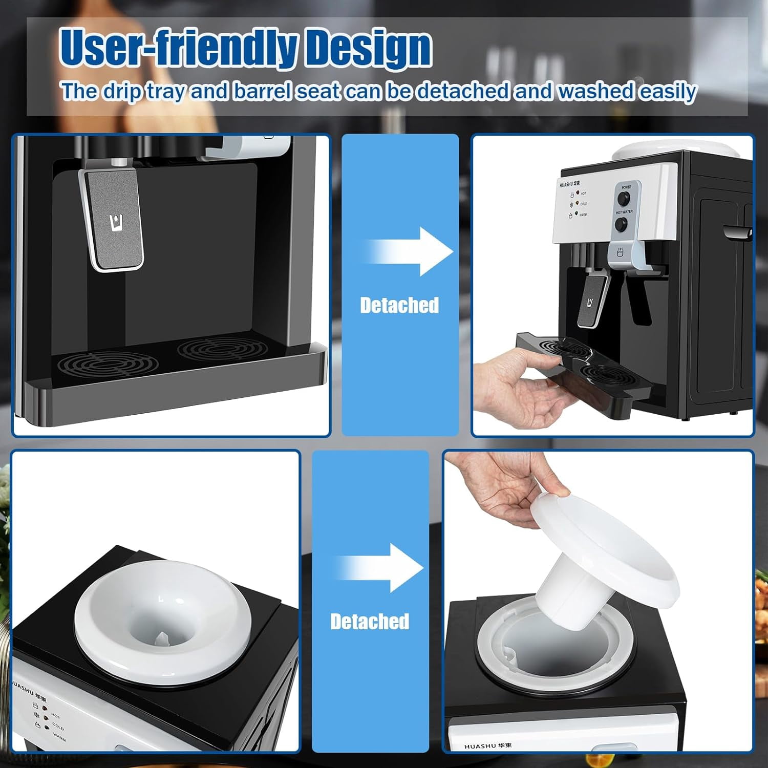 LEYSRIS Countertop Electric Water Dispenser, Hot and Cold Drinking Water Machine for Home and Office (White, 14.17 in x 10.63 in x 9.45 in) nzvgz