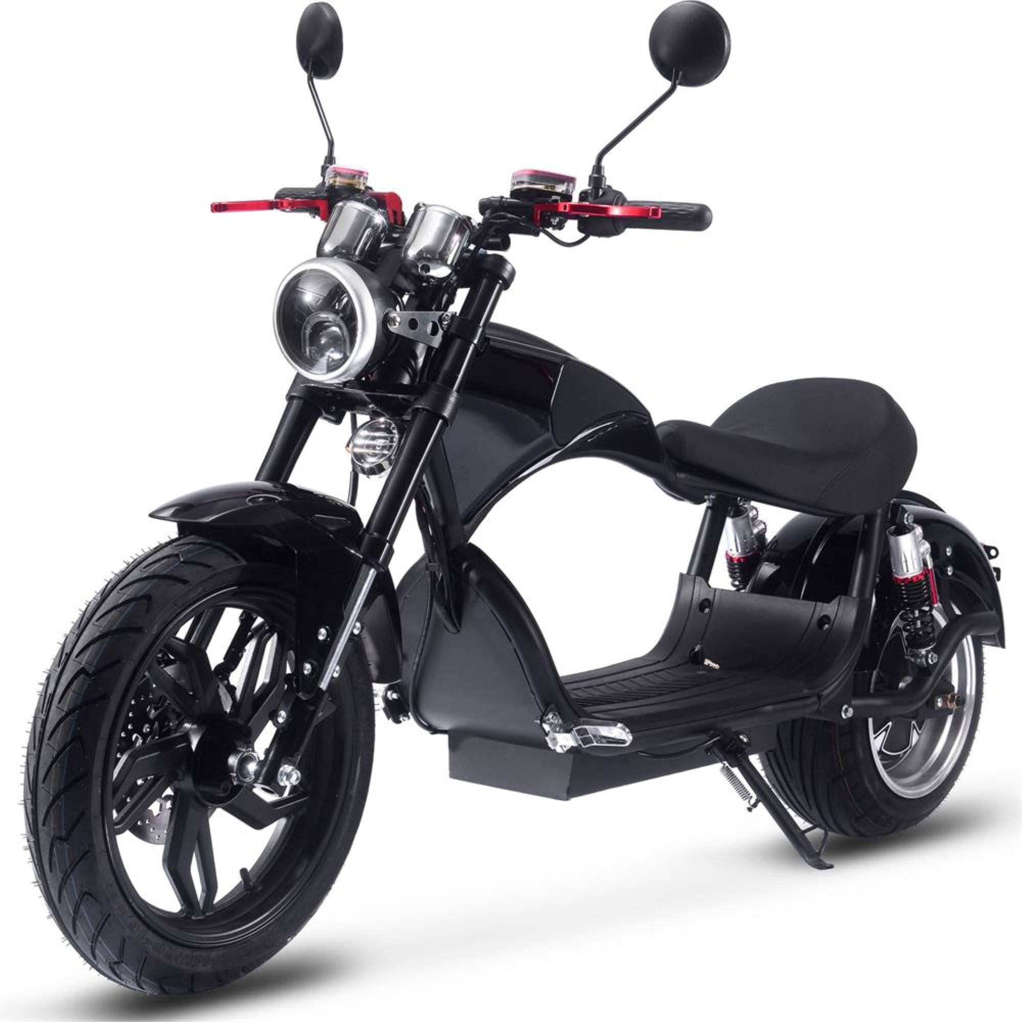 MotoTec Raven 2500W Electric Cafe Motorcycle (Black, 60V 30Ah) drkqj