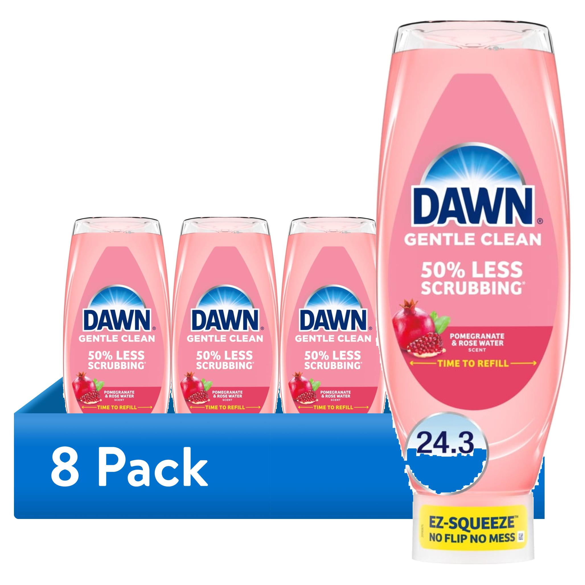 Dawn Gentle Clean EZ-Squeeze Dish Soap, Pomegranate & Rose Water, Grease-Fighting Liquid (8 Pack, 24.3 fl oz) da90j