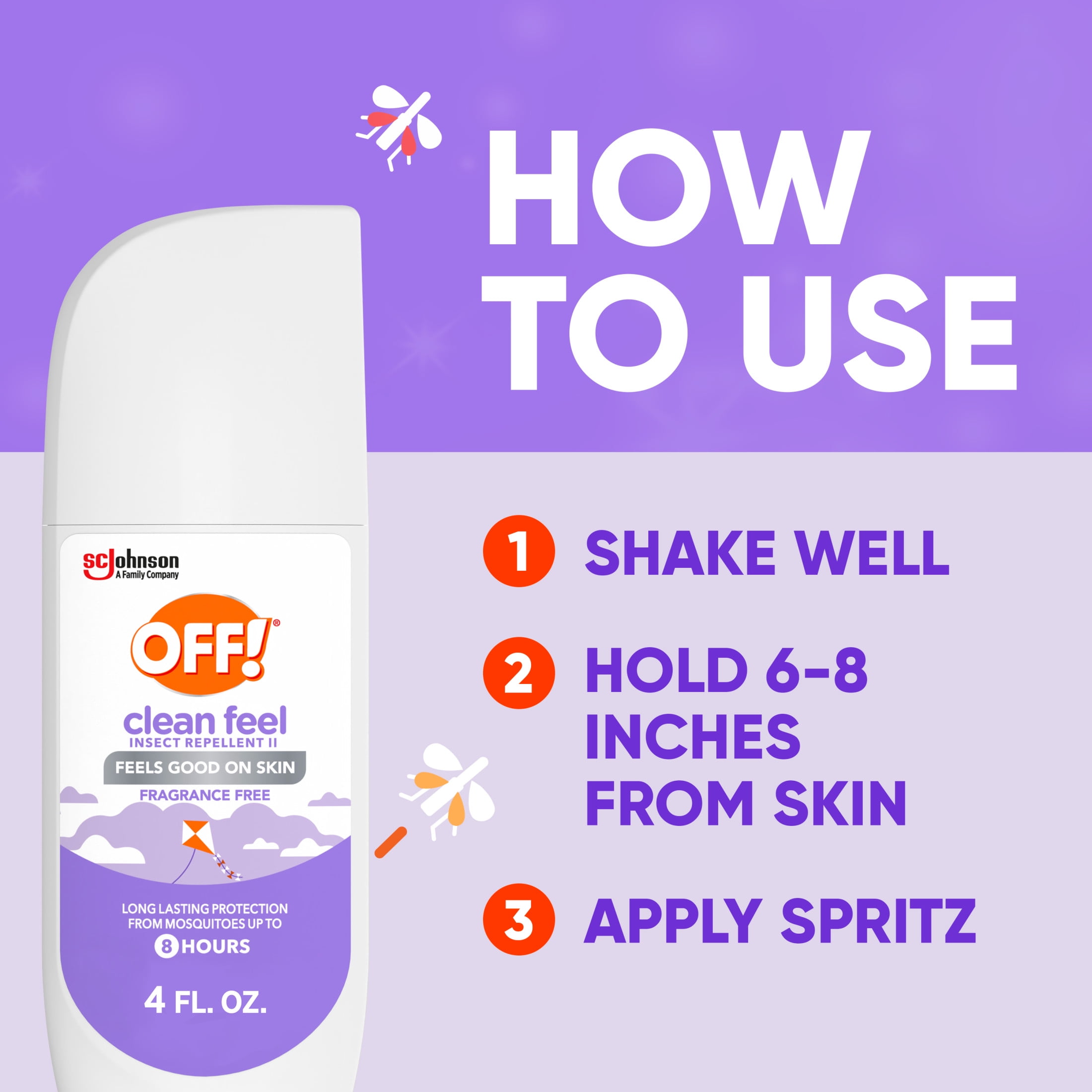 OFF! Clean Feel Picaridin Mosquito Repellent Spritz, Fragrance Free Bug Spray (4 oz) klq5i