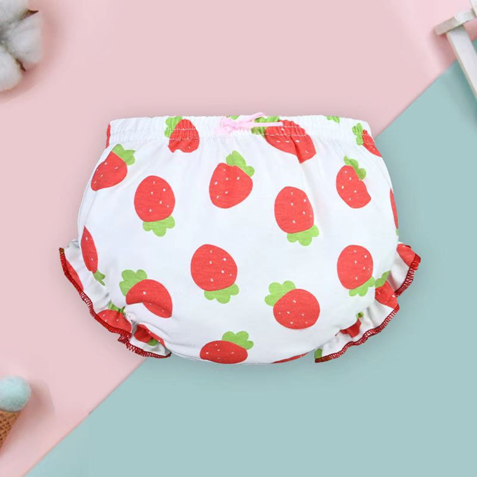 Splozh Toddler Girls Potty Training Underwear Organic Cotton Ruffled Briefs (Fruit Print, 4-Pack, 1-2 Years) c9uqs