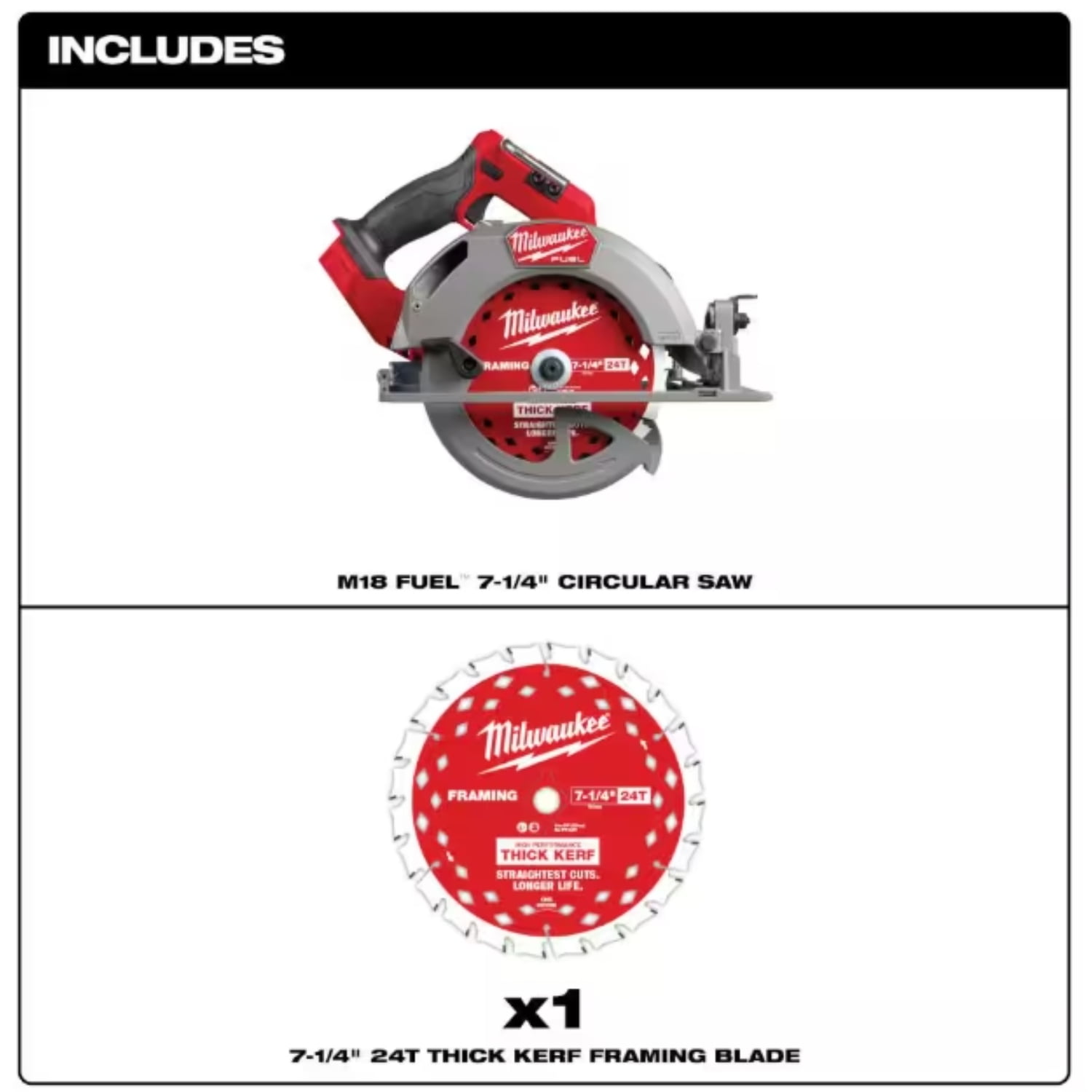 Milwaukee M18 FUEL 7-1/4 in. Cordless Circular Saw (Brushless, Tool-Only) qa626