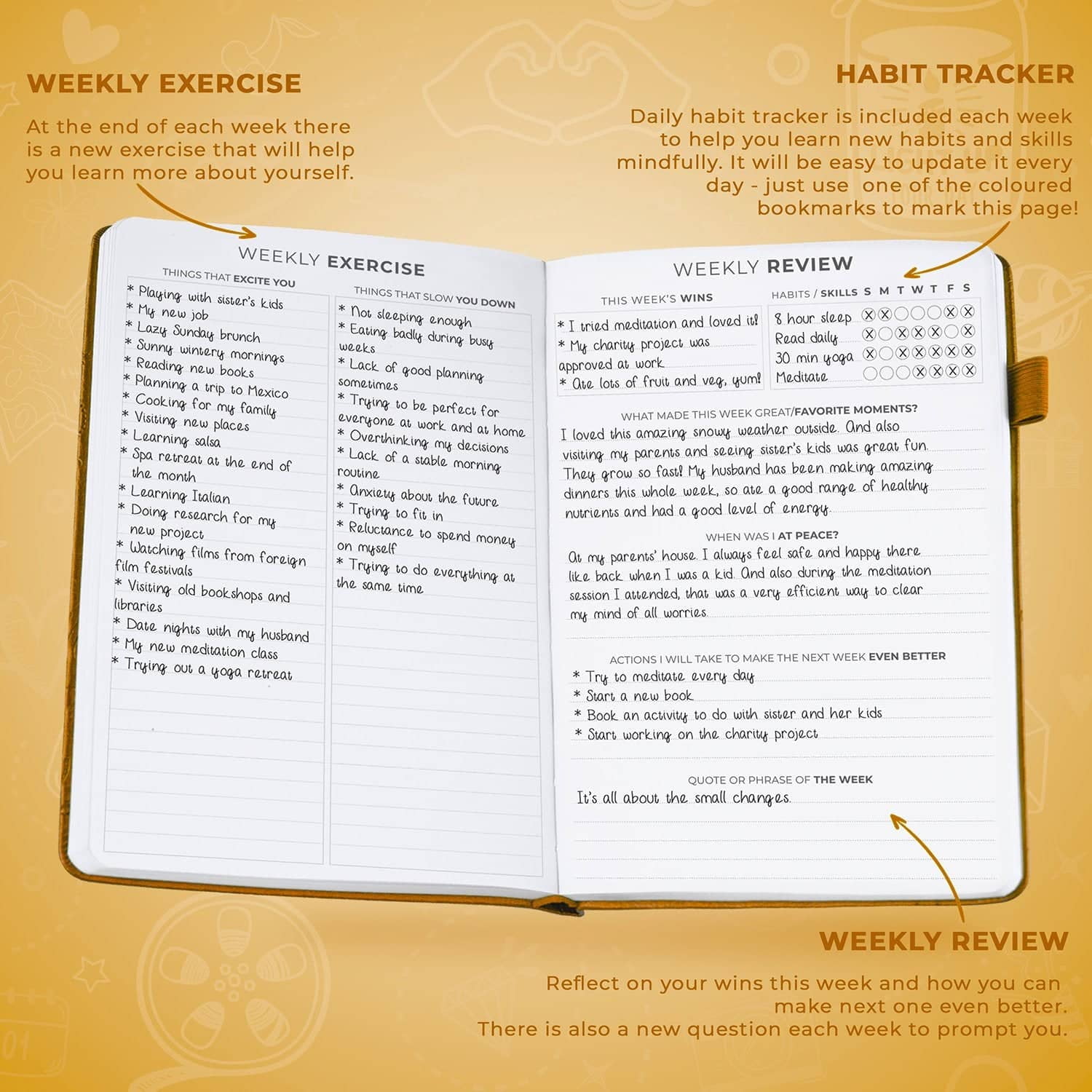 Clever Fox Gratitude Journal, Daily Mindfulness Planner for Self-Discovery and Wellness (Yellow, 5.8 in x 8.3 in) eafhp