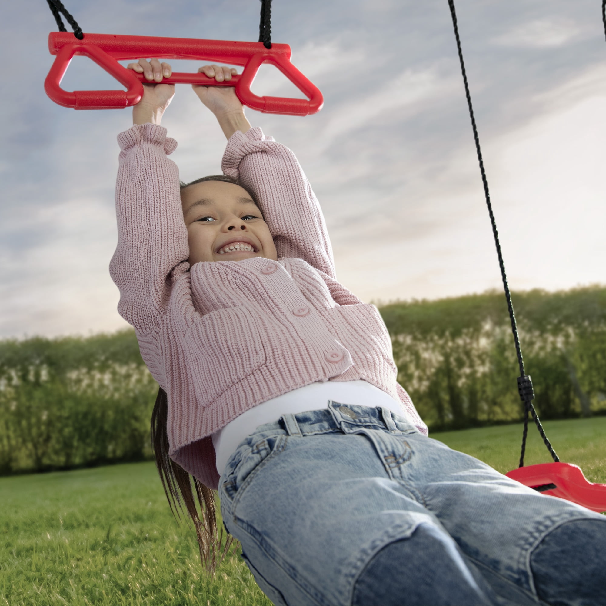 Delta Children FunZone Outdoor Metal 4-Piece Swing Set (Blue/Red, 109.4 in W x 54 in D x 68.9 in H) bfc6b