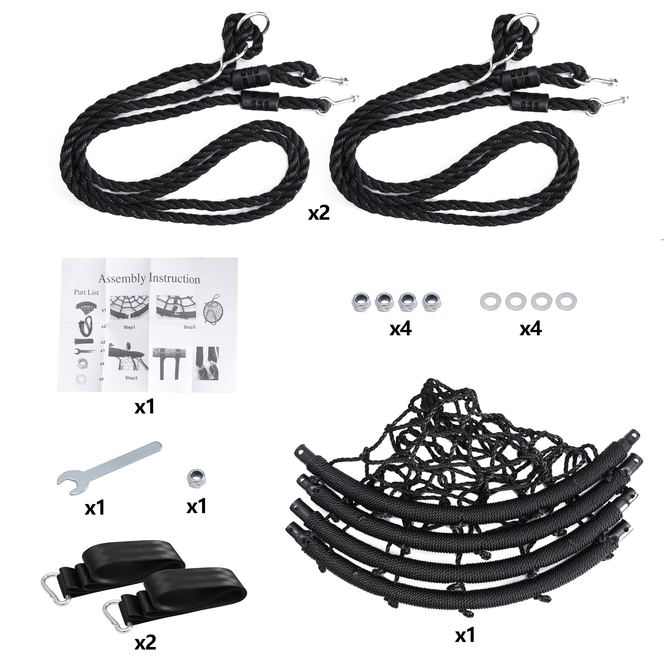 ZENY Backyard Swing Stand Set with 40 in Web Tree Spider Swing (Black, 440 lb Capacity) i6rna