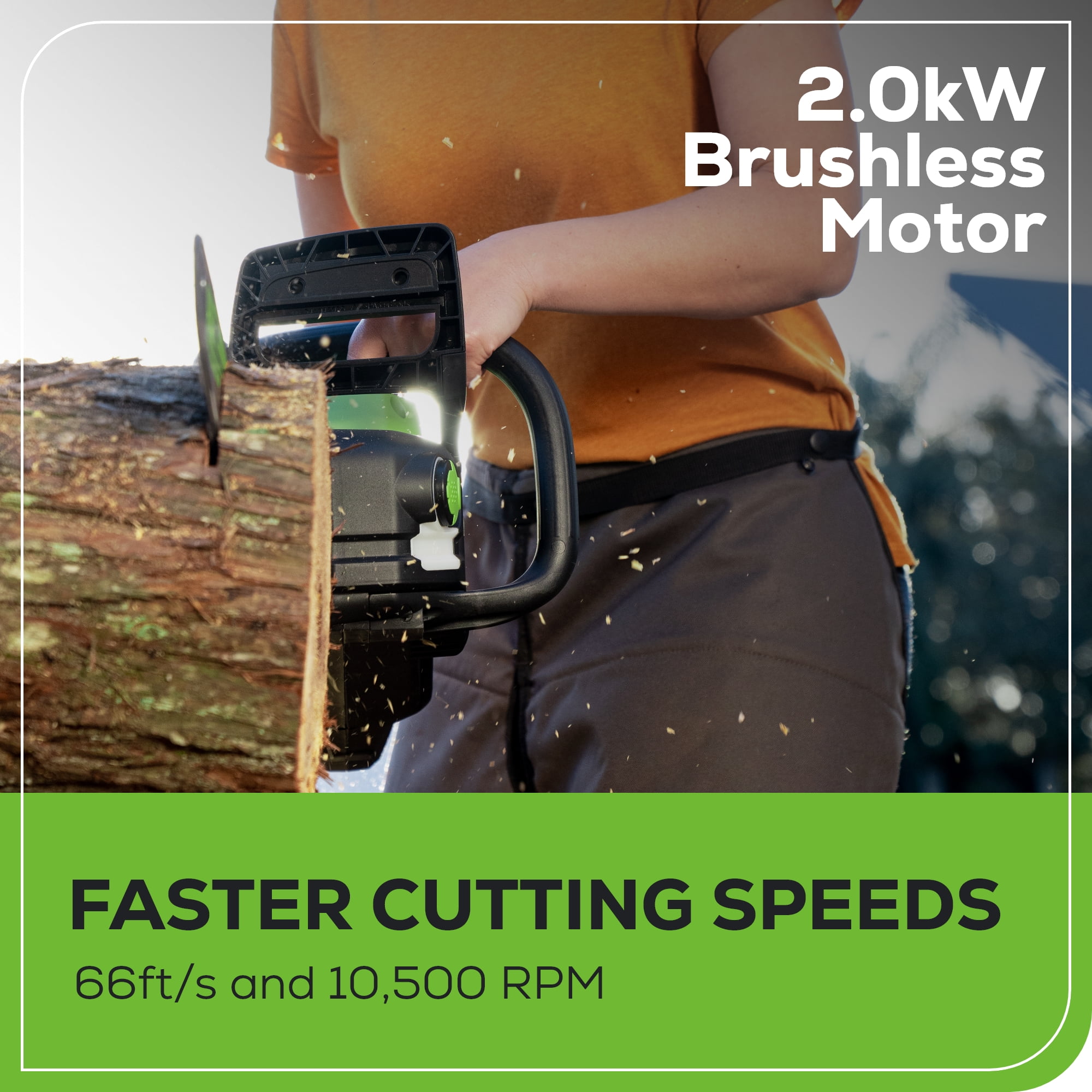 Greenworks Pro 60V 16 in. Brushless Cordless Chainsaw Kit with 2.5 Ah Battery and Charger (Green, 16 in) 4dqo4