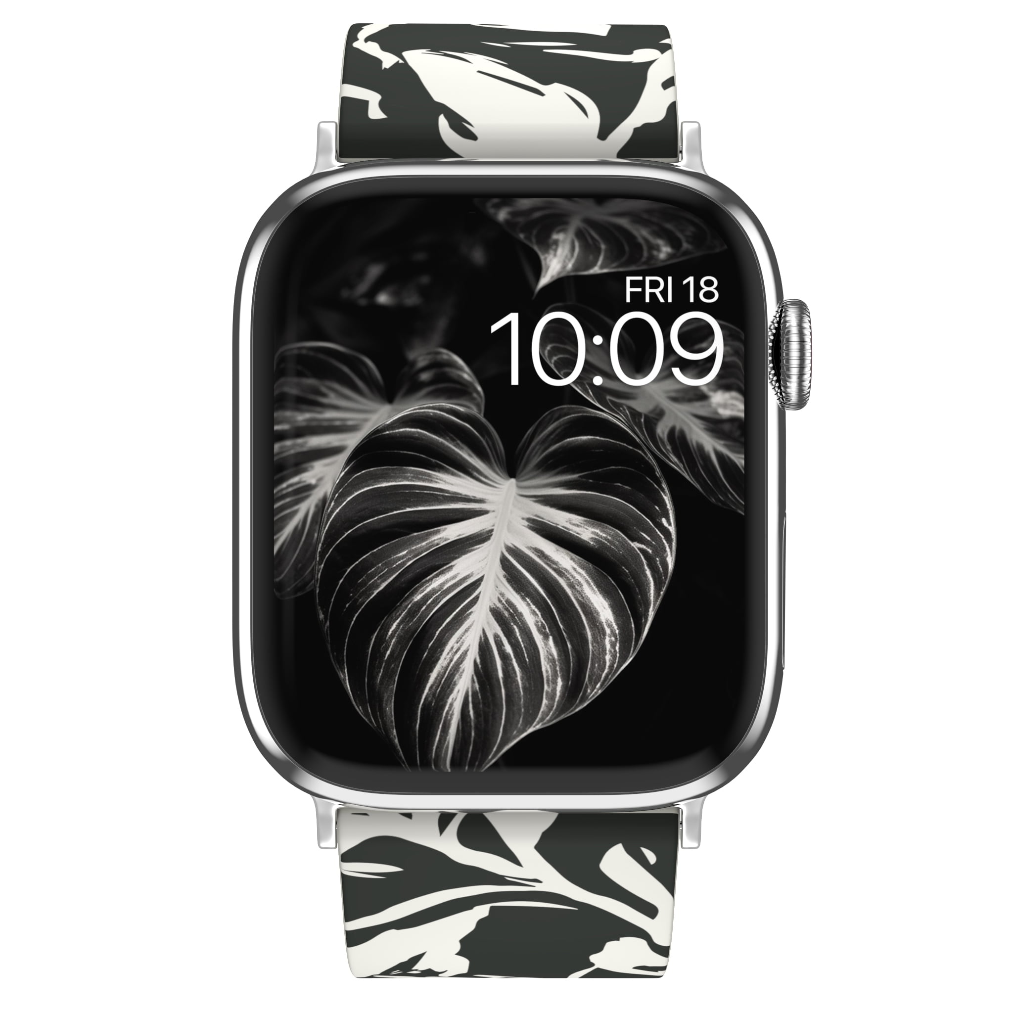 MobyFox Midnight Flora Silicone Smartwatch Band (Black, Universal Fit) a43xp