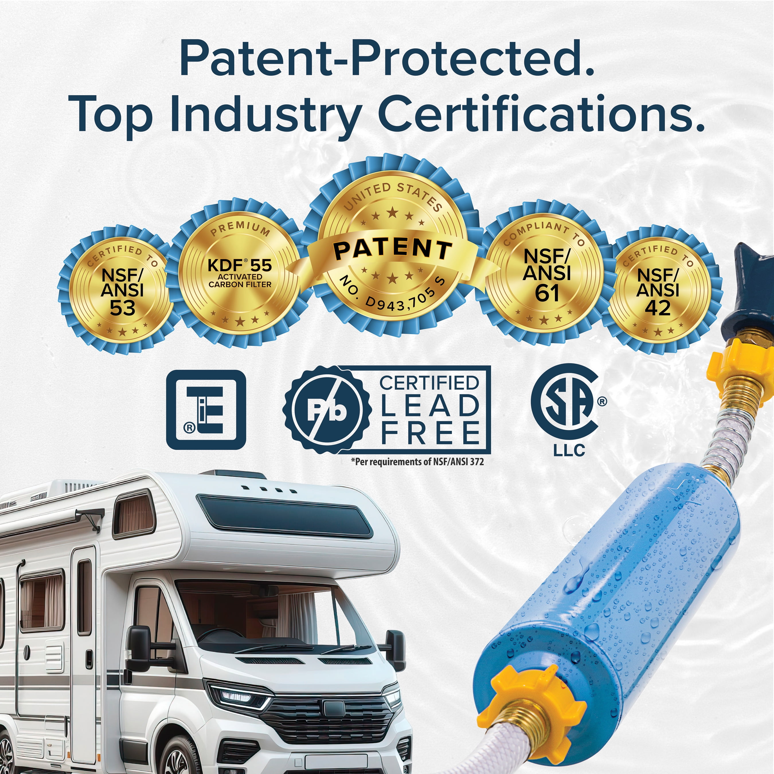Camco TastePure RV Water Filter with Flexible Hose Protector (Blue, 1 Pack) pyao8