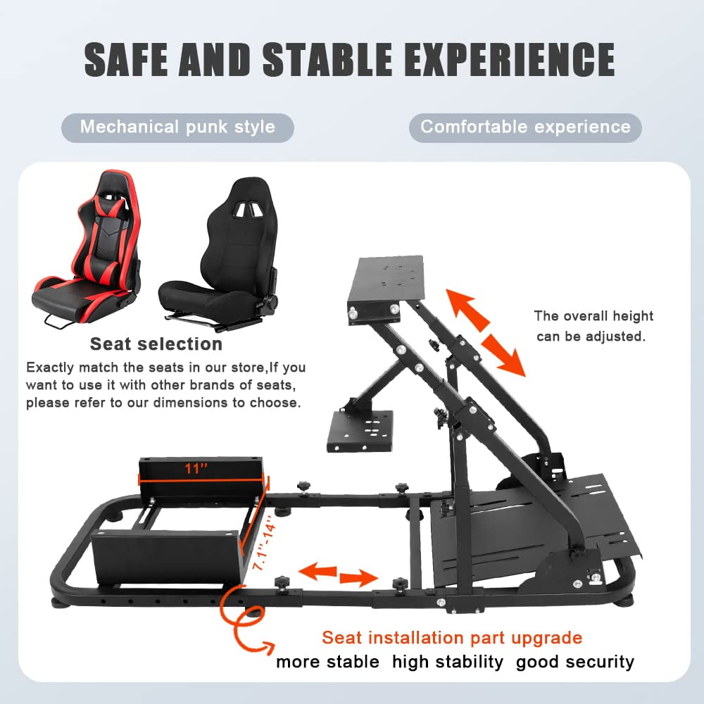 Supllueer Racing Simulator Cockpit Wheel Stand, Adjustable Foldable Gaming Steering Wheel Mount (Black, 1 Unit) 4jzgx