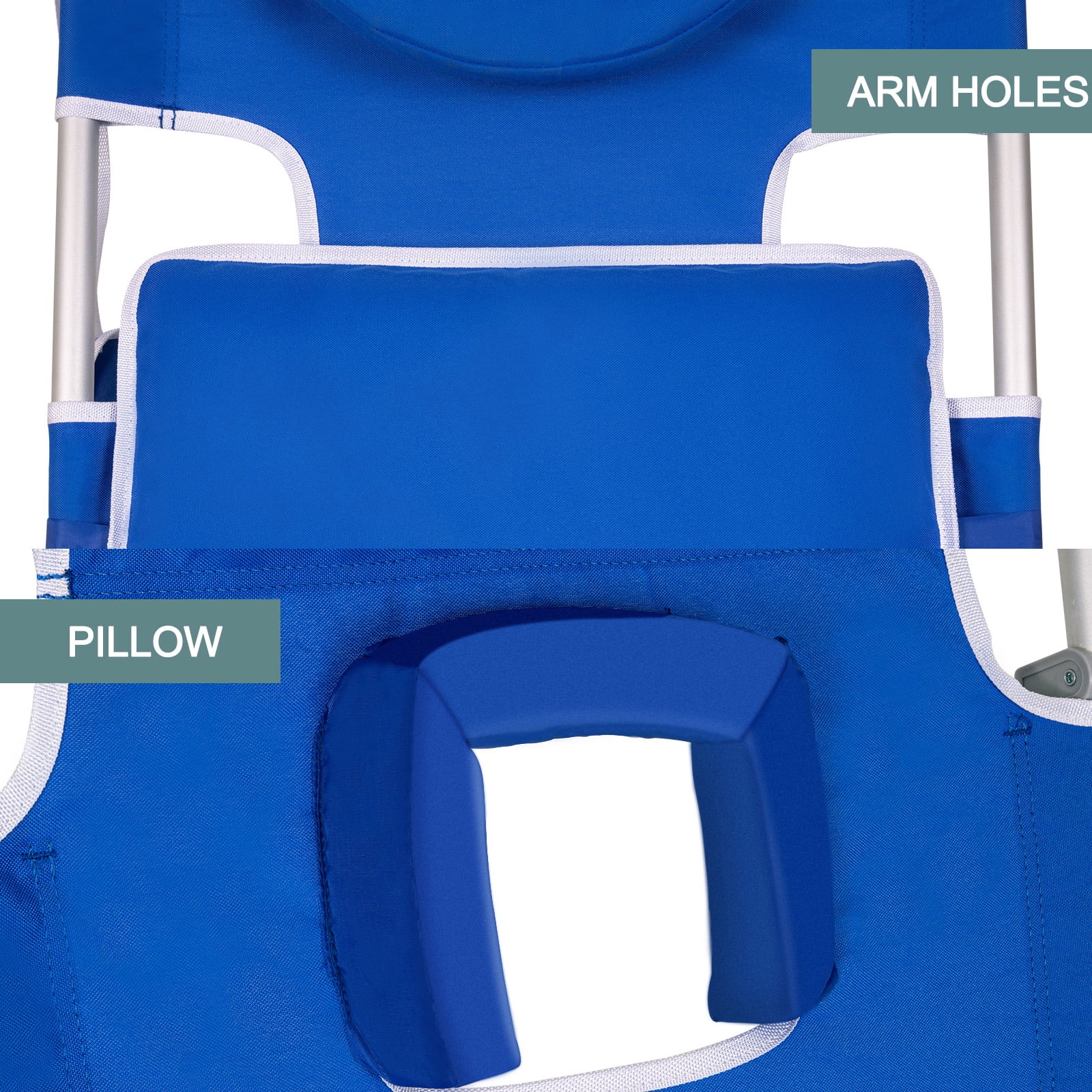 SUNSPIRE 3-in-1 Reclining Beach Chair with Face Hole and Cooler Bag (Blue, 14.6 in Seat Height) mgc0z