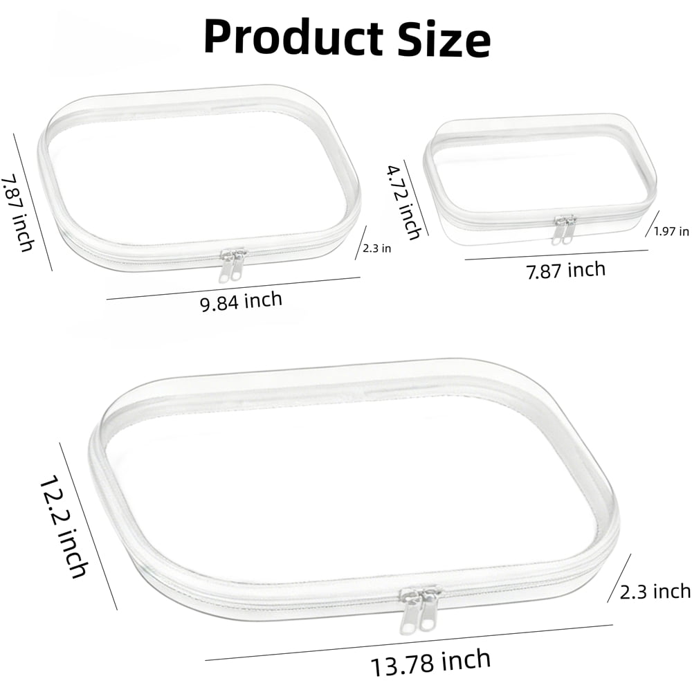 GIXUSIL Clear Zipper Toiletry Organizer Set (Waterproof Travel Storage Case, 3-Pack) kwc6l